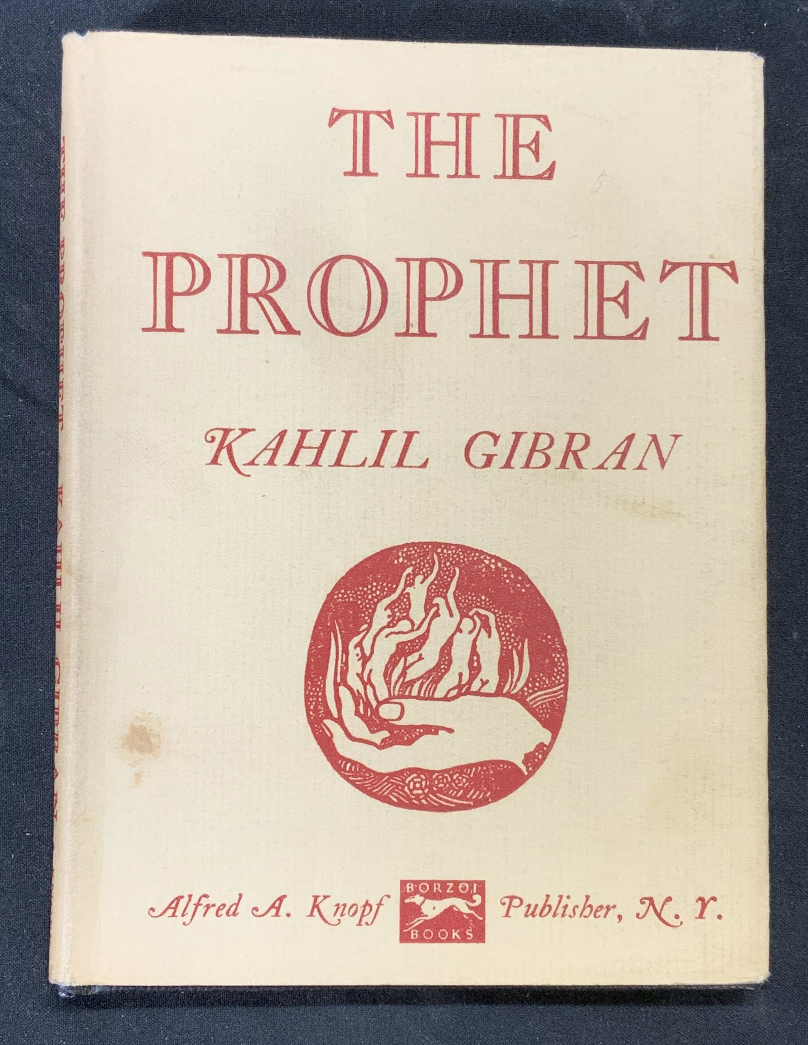 The Prophet Kahlil Gibran & Spiritual Ephemera: Hard cover copy of The Prophet by Kahlil Gibran. Pocket edition. Published by Alfred A. Knopf, 1960. Includes original book jacket and assorted spiritual ephemera. Wear to book jacket consistent with 