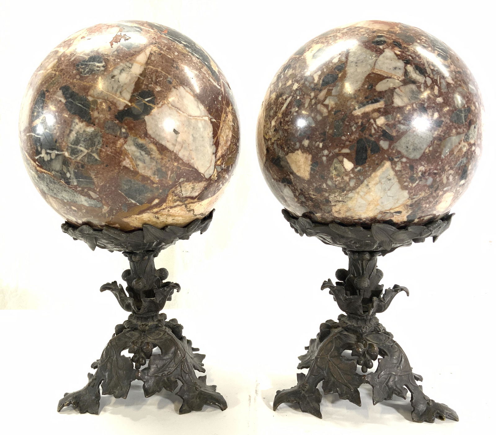 Lot 4 Stone Globes W Antq Bronze Bases (1 of 10)