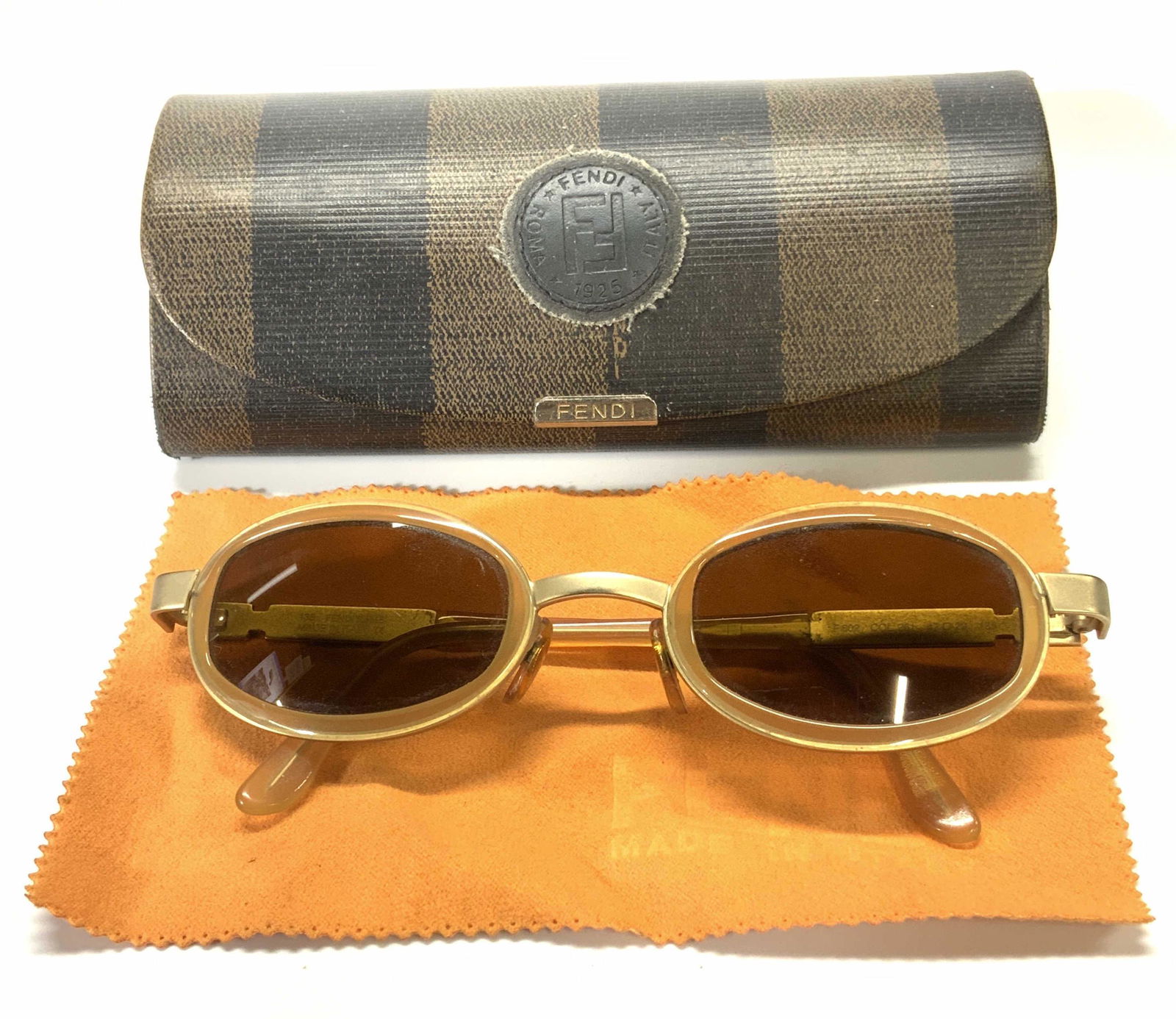 FENDI Gold Tone Sunglasses & Case (1 of 5)