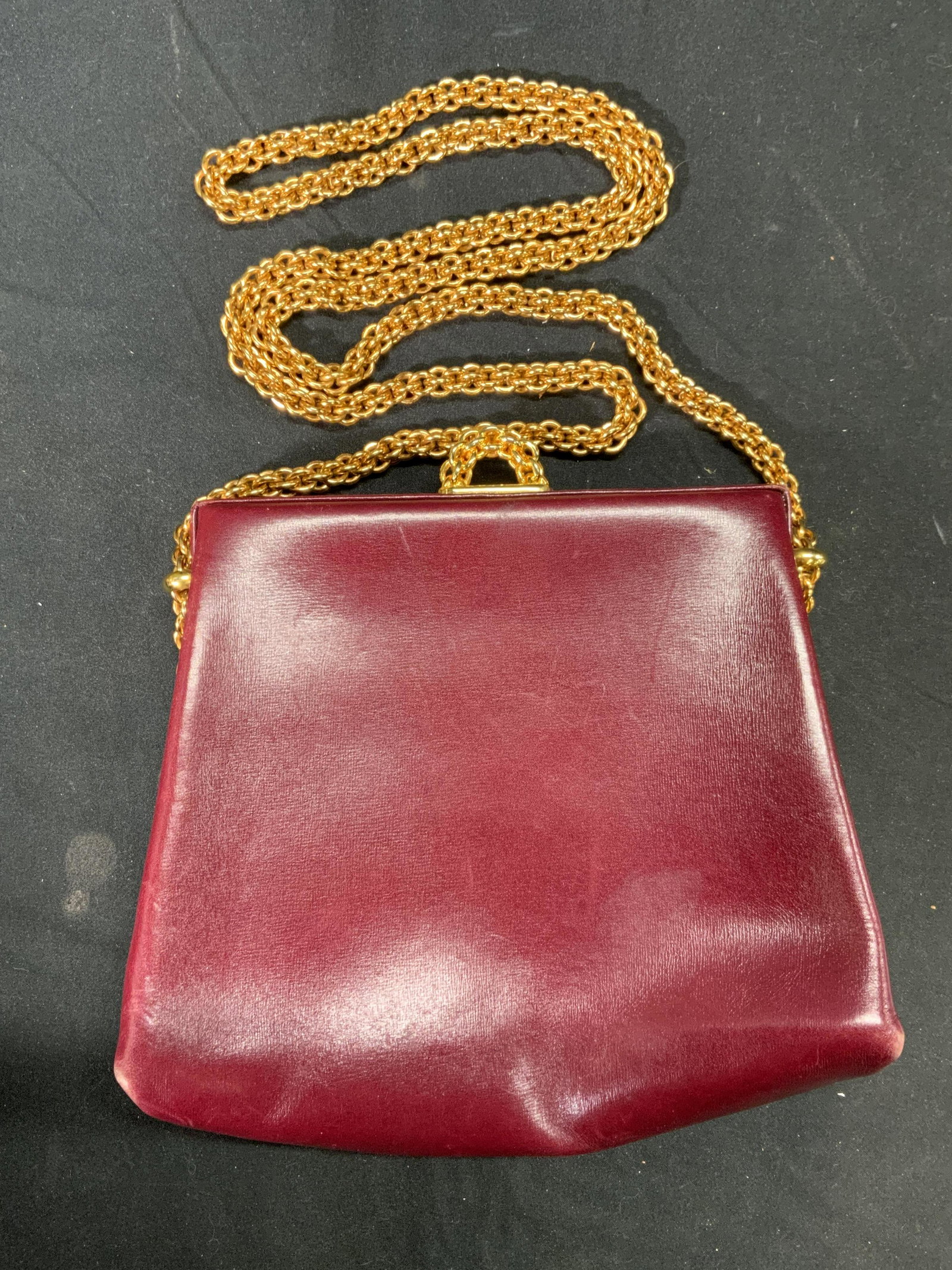 PALOMA PICASSO Vtg Crimson Leather Shoulder Bag (1 of 4)