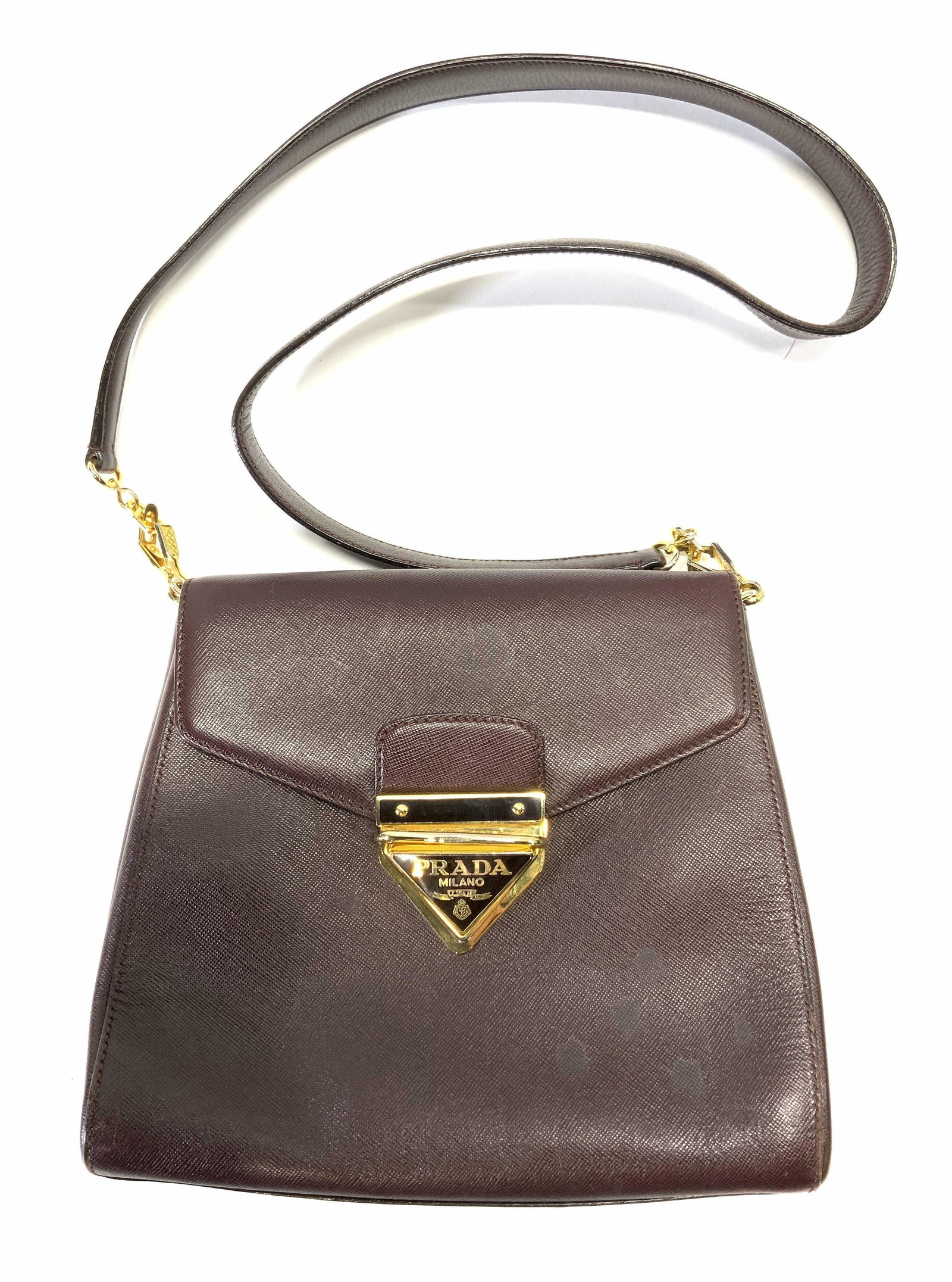 PRADA Style Plum Leather Shoulder Bag (1 of 5)