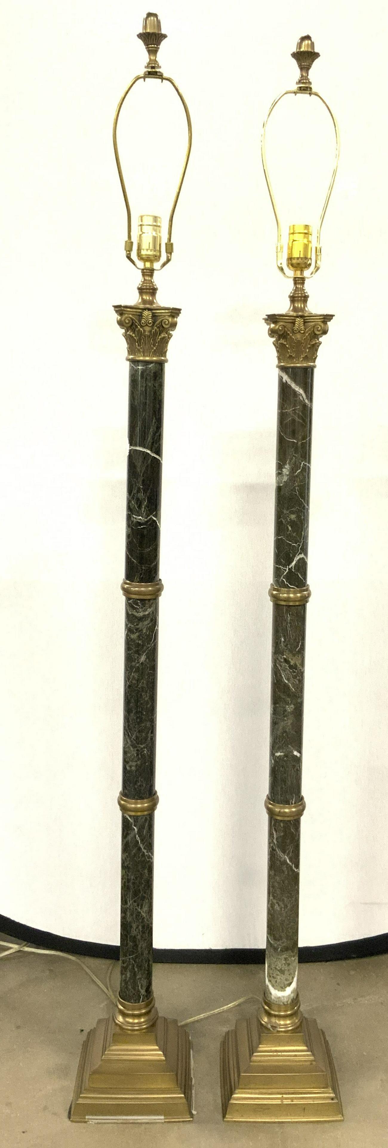 Pair Natural Stone Victorian Style Floor Lamps (1 of 10)