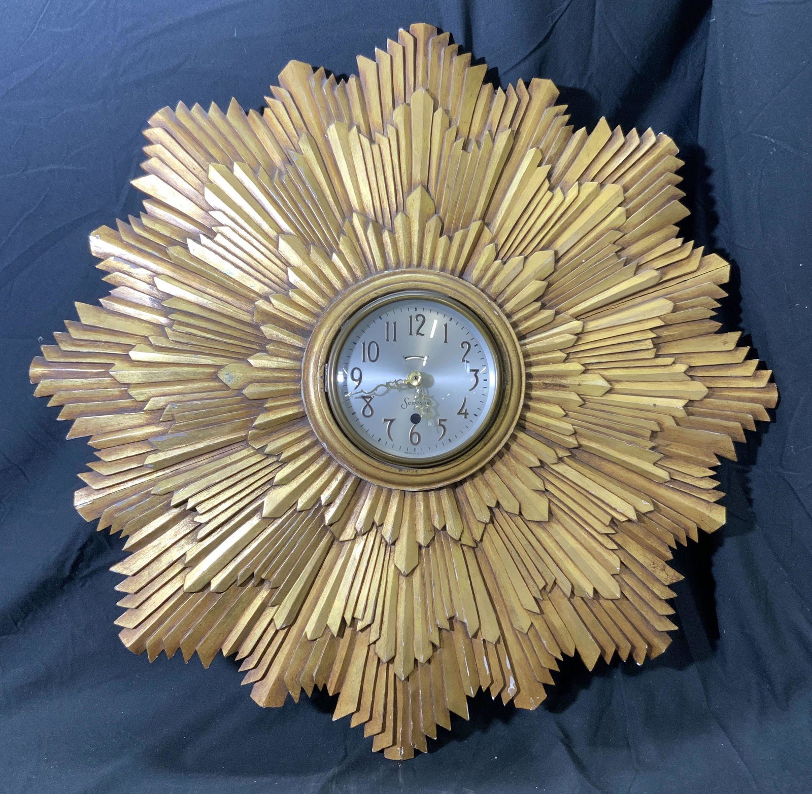 Vintage SESSIONS Gilt Starburst Wall Clock (1 of 4)