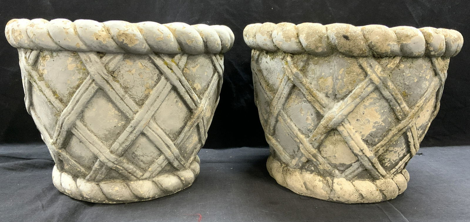 Vintage Pair Cement Outdoor Planters (1 of 9)
