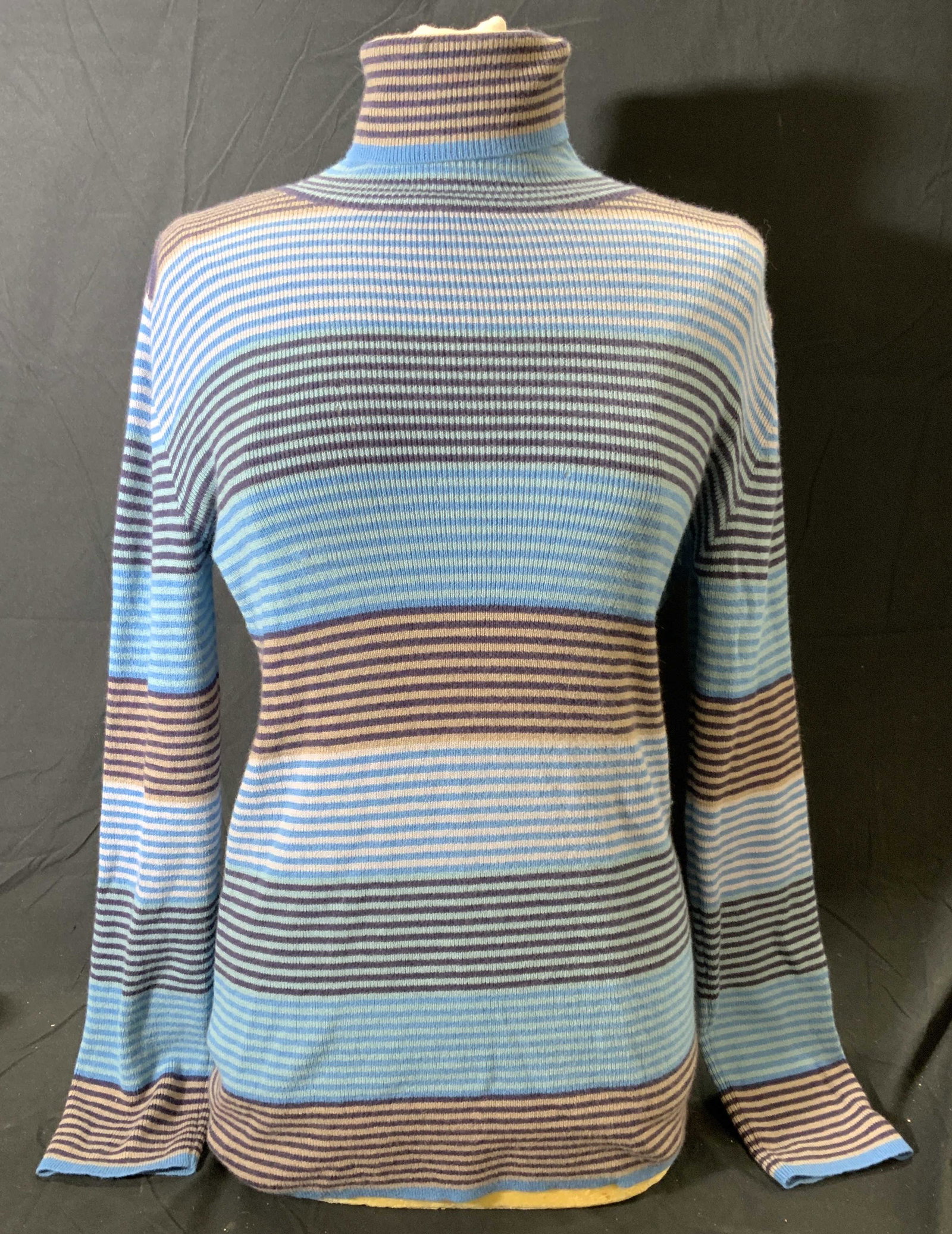 CLAUDIE PIERLOT Blue Stripe Wool/Angora Turtleneck (1 of 4)