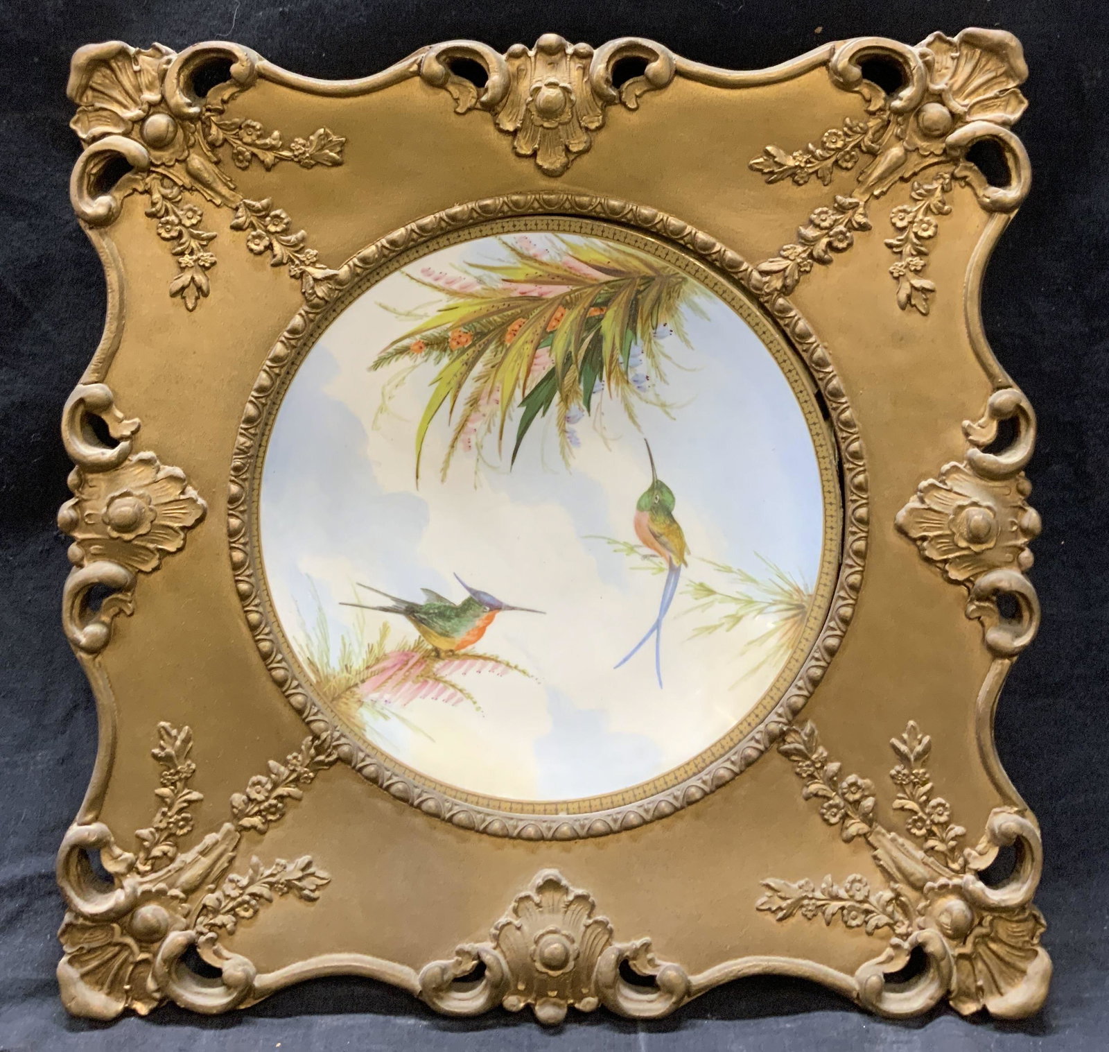 Antique Hand Painted Plate In Gilt Frame (1 of 9)