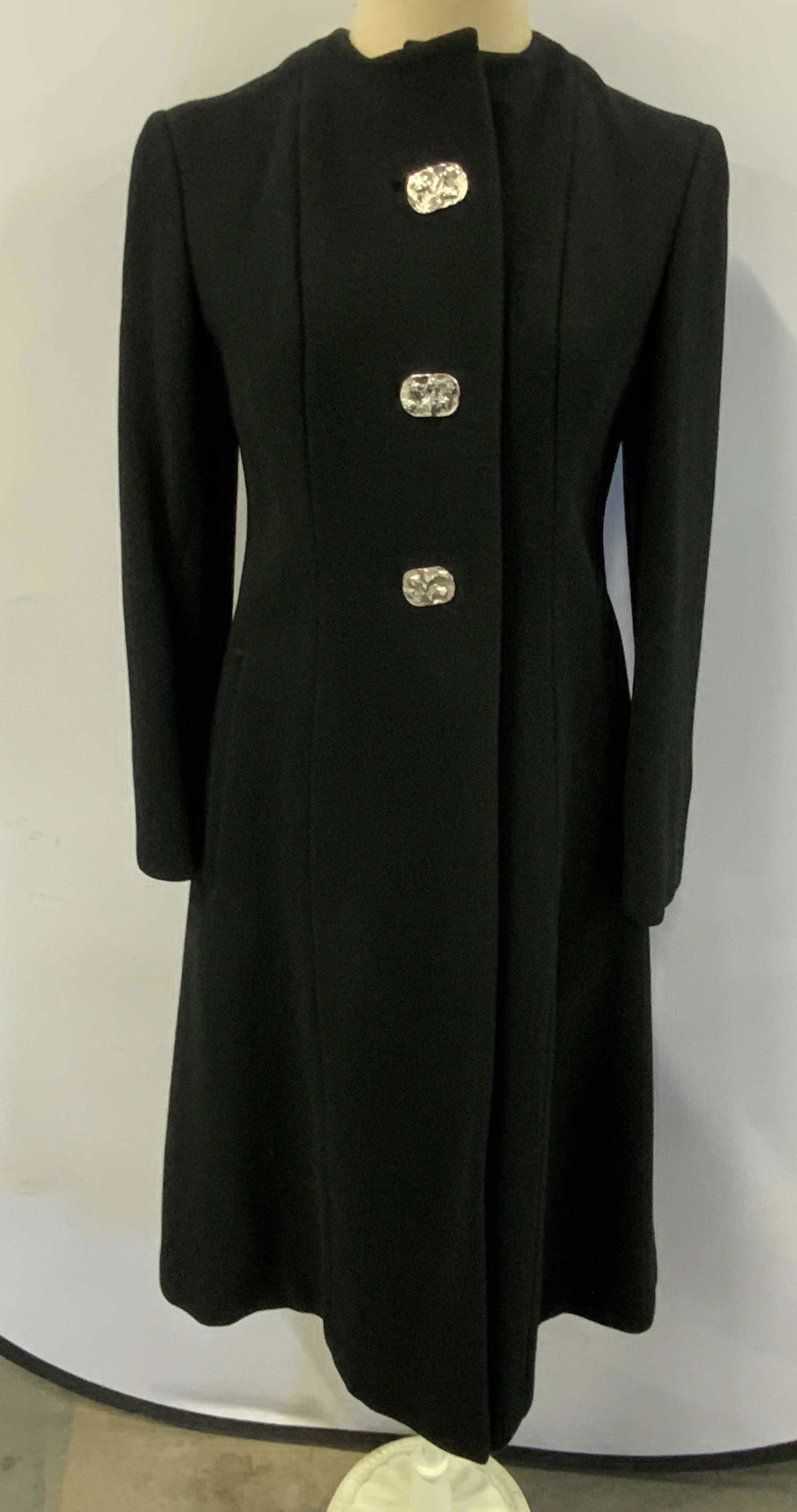 Pauline Trigere Black Wool Coat (1 of 5)