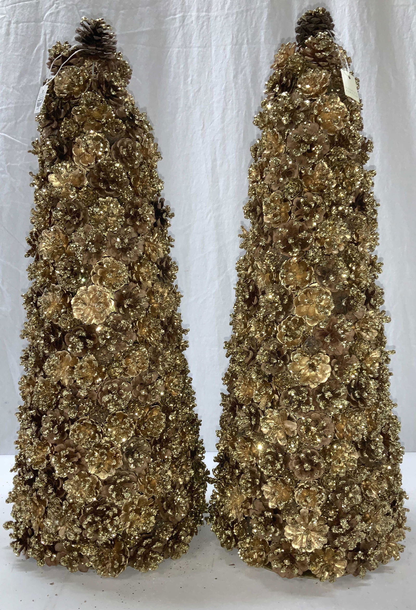 Pair Barneys NY Glitter Pinecone Topiary Trees (1 of 7)