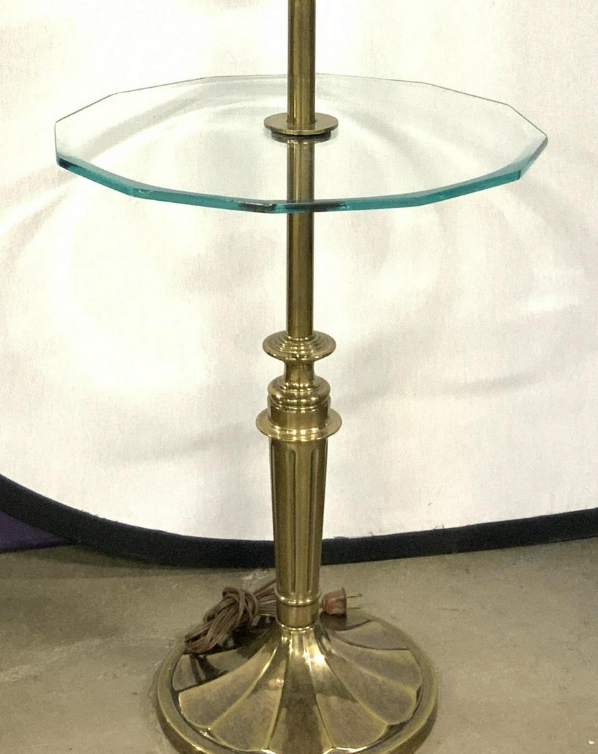 Stiffel Vintage Brass Floor Lamp W Glass Table