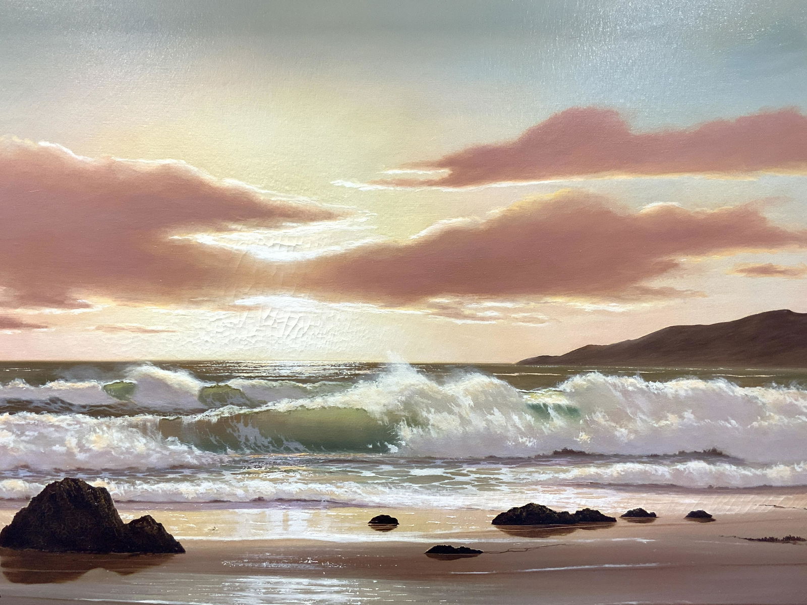 ATTR HAROLD SHELTON Seascape at Sunset Painting (1 of 12)