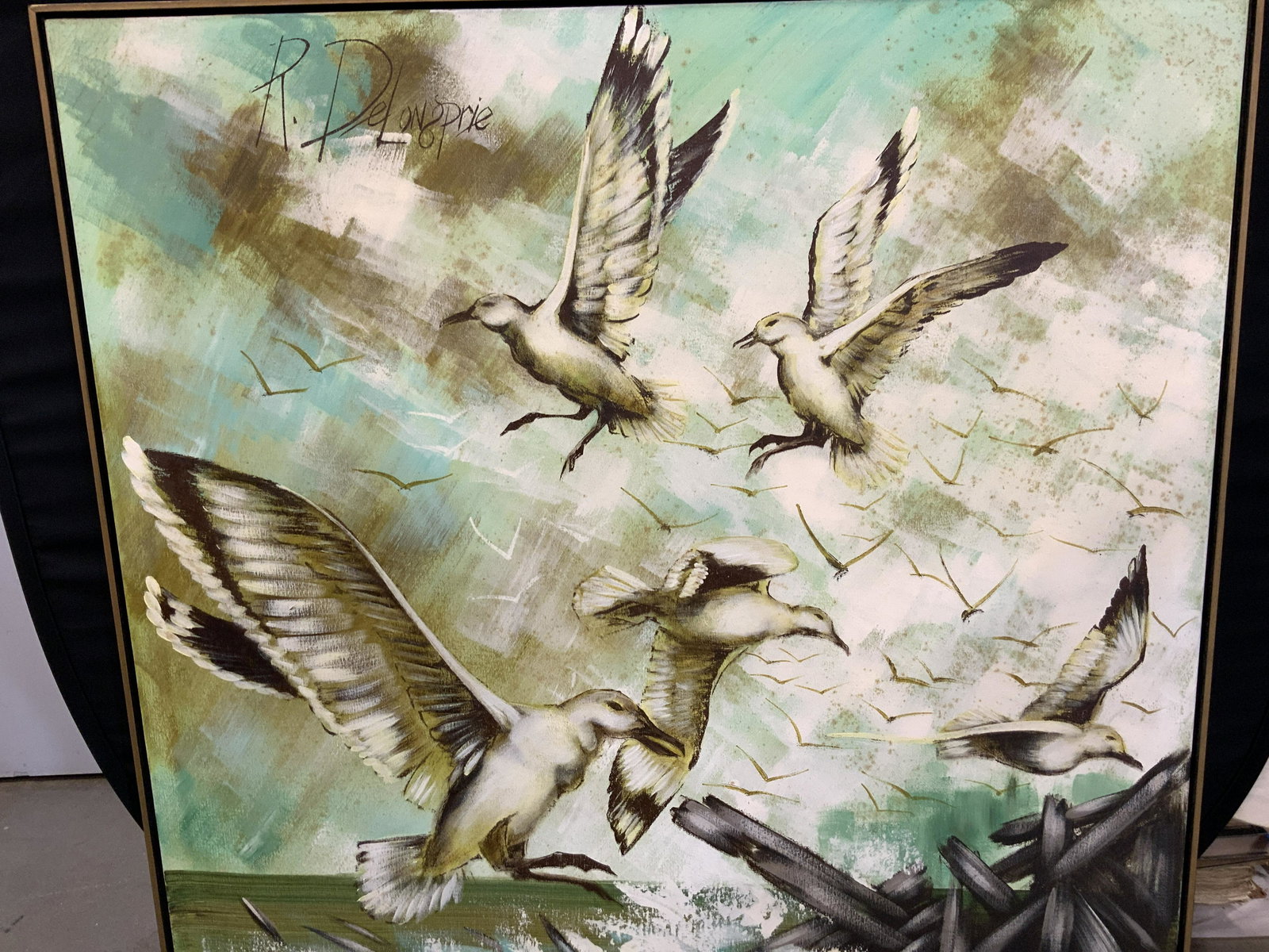 R.Delongprie Signed XL SeaGull Painting (1 of 11)