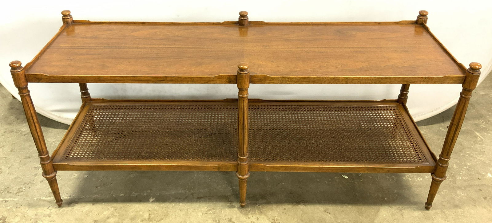 Vintage Caned & Wooden Sofa Console Table (1 of 9)