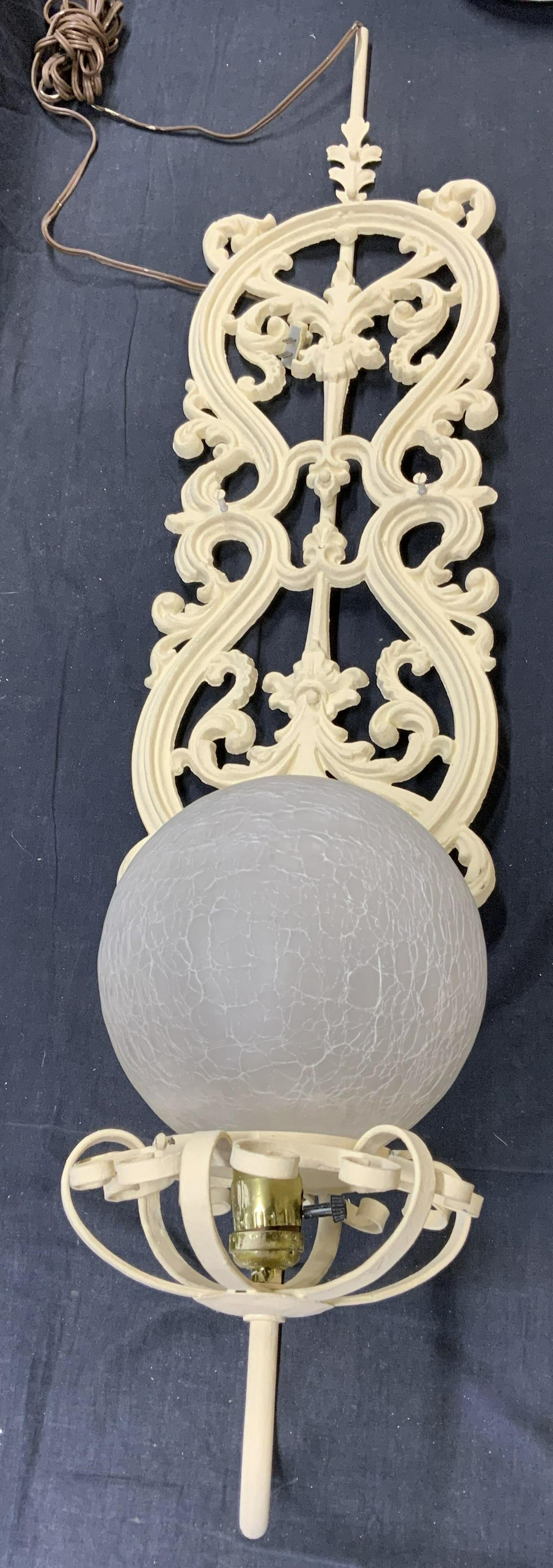 Vintage White Iron Globe Lamp (1 of 10)