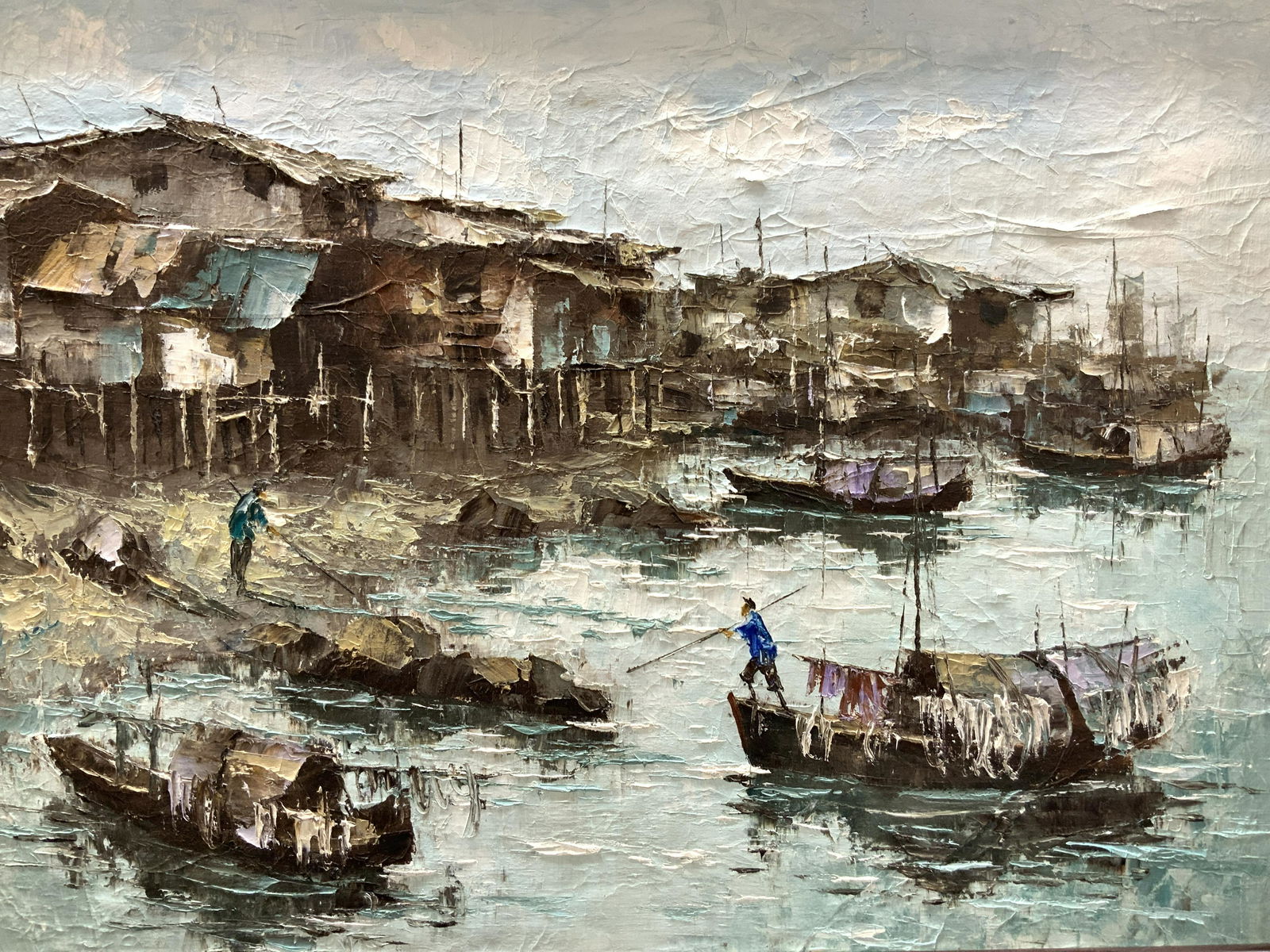 Signed Impressionist Style Water Village Painting (1 of 10)