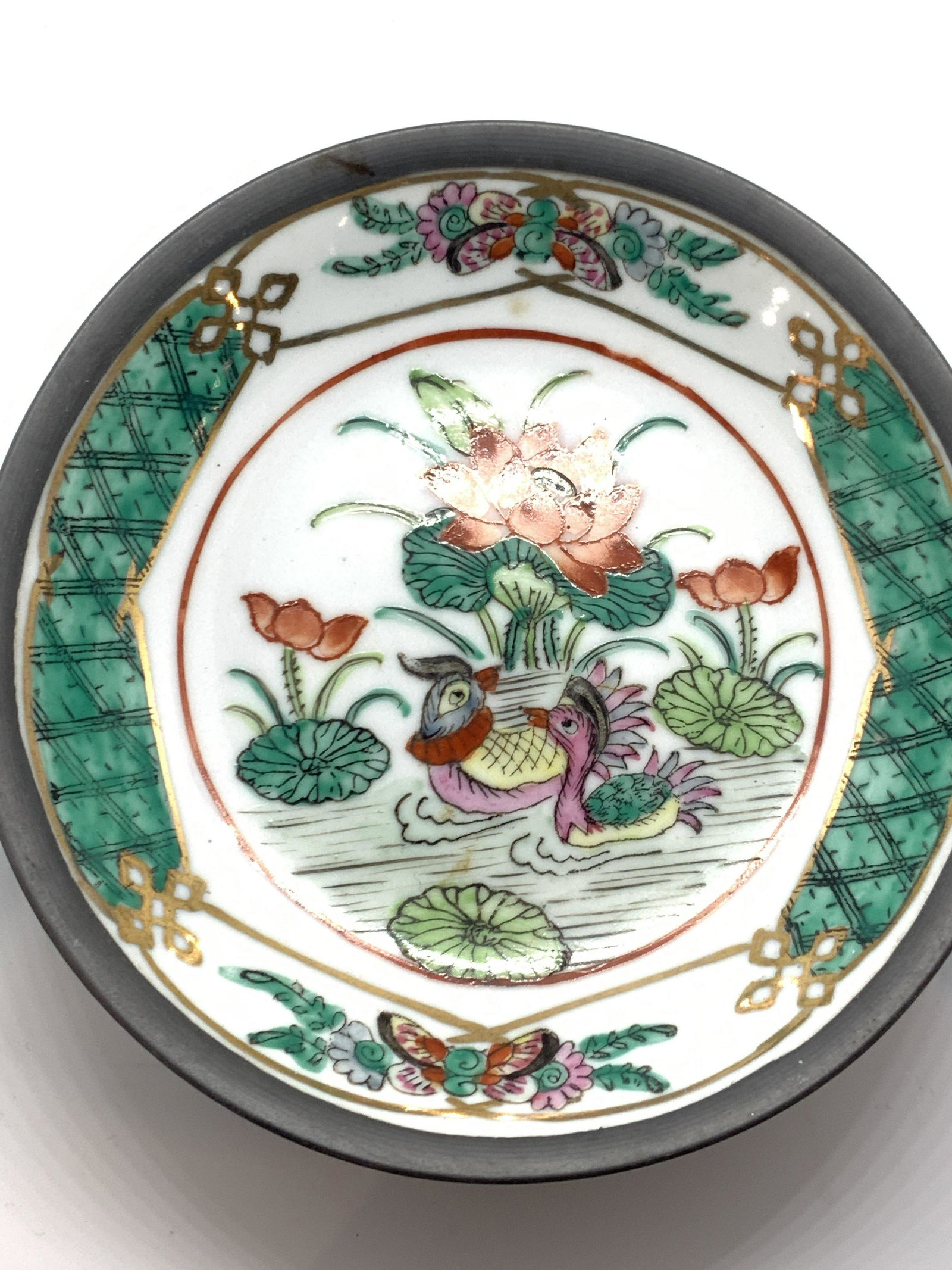 Vintage Pewter Lined Japanese Porcelain Dish (1 of 9)
