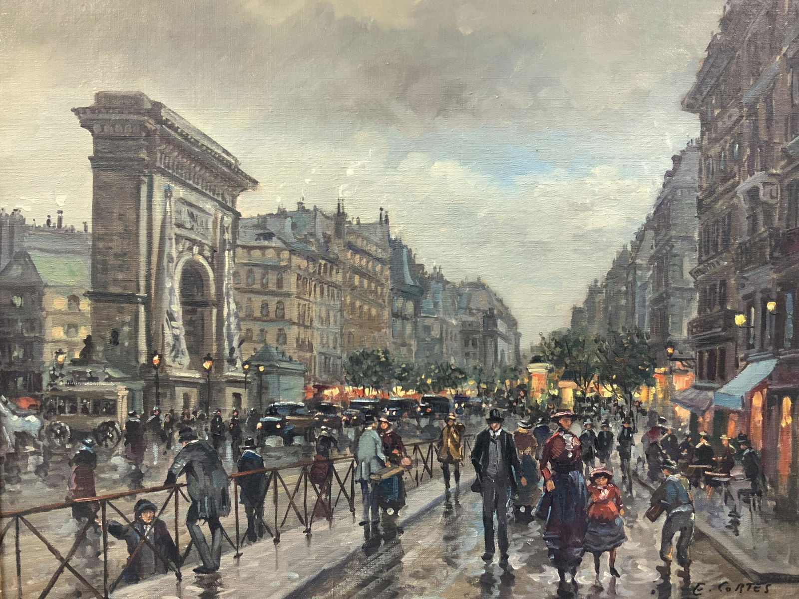 ATTR E.CORTeS Signed Cityscape Oil Painting (1 of 11)