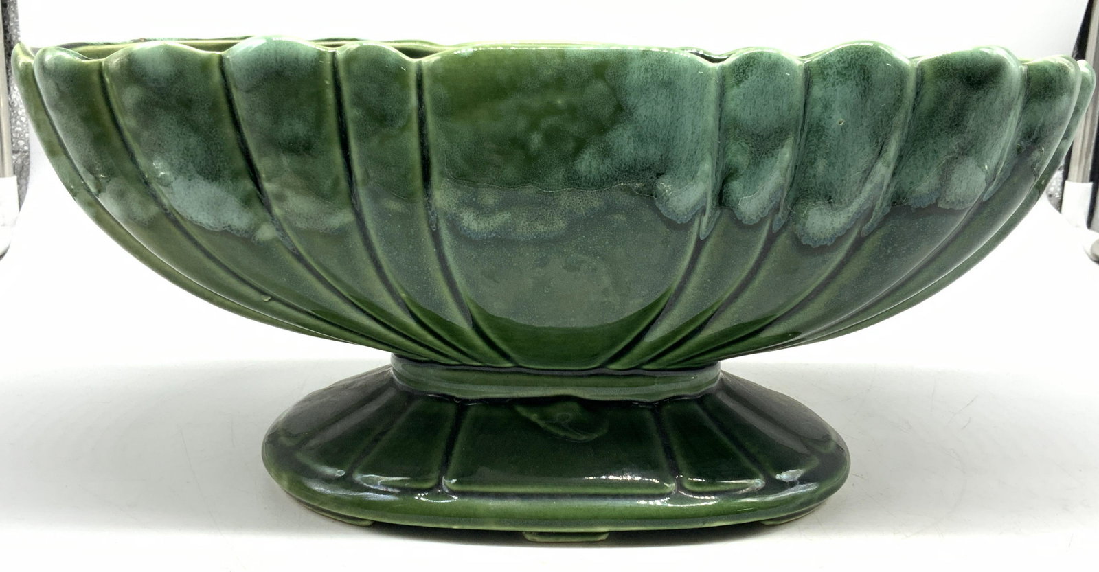 Emerald Green Footed Planter, U.S.A (1 of 8)