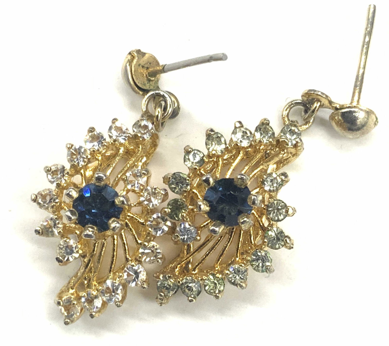 Vintage Open Metalwork Crystal Drop Earrings (1 of 6)