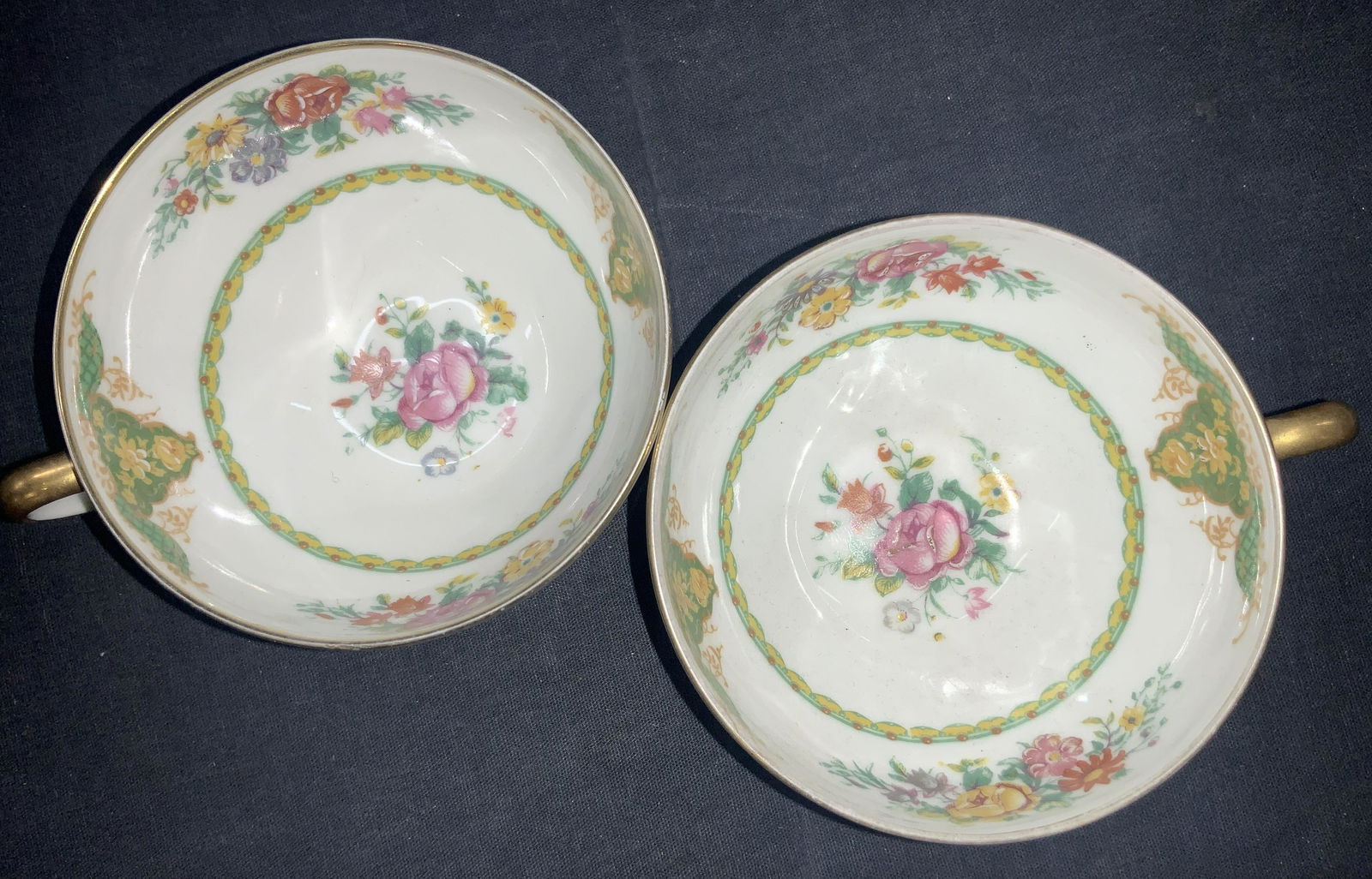 Set 2 STERN BROTHERS LIMOGES Gilt Tea Cups (1 of 7)