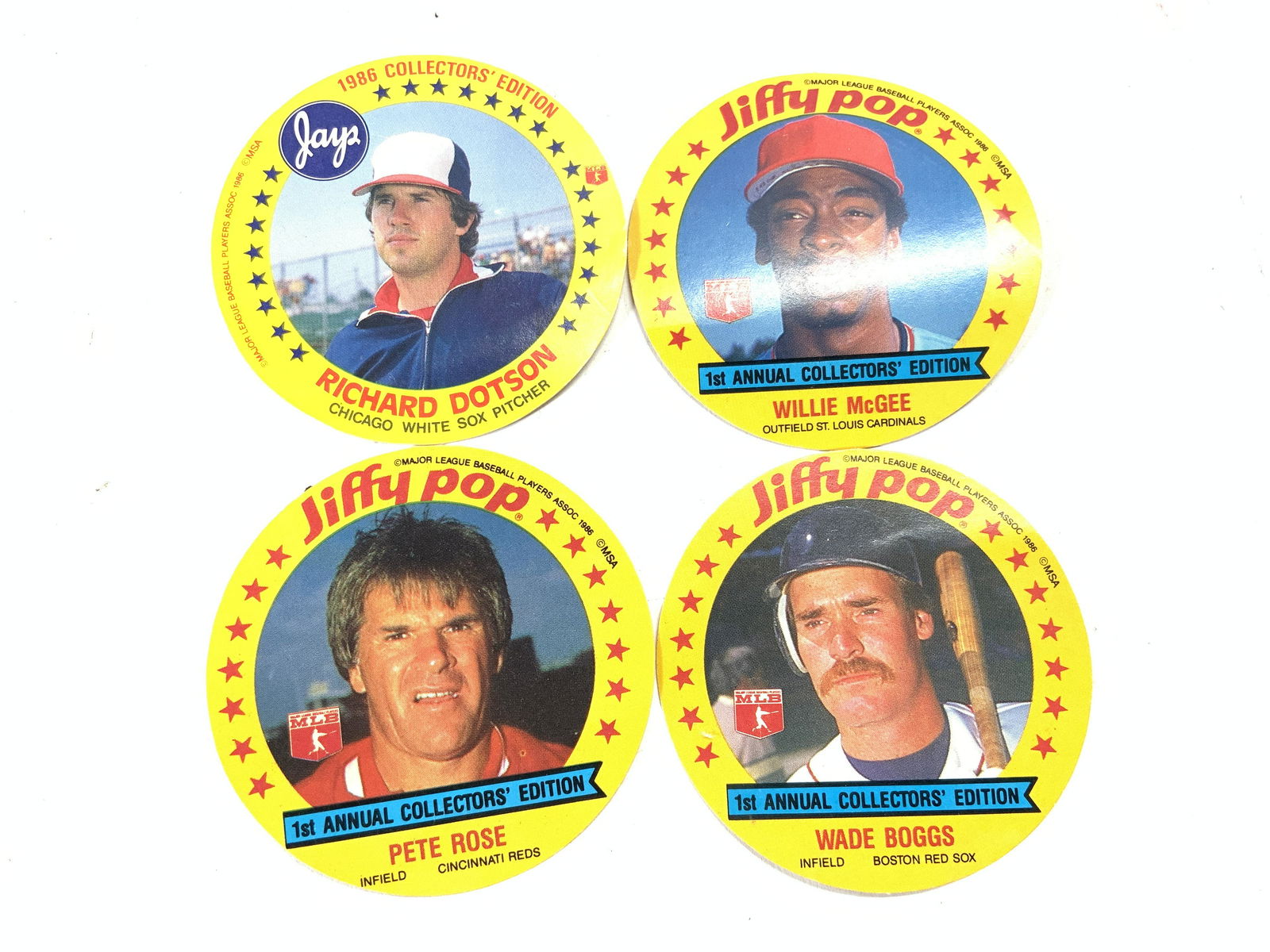 Lot 4 Vntg JIFFY POP Circular Baseball Cards (1 of 6)