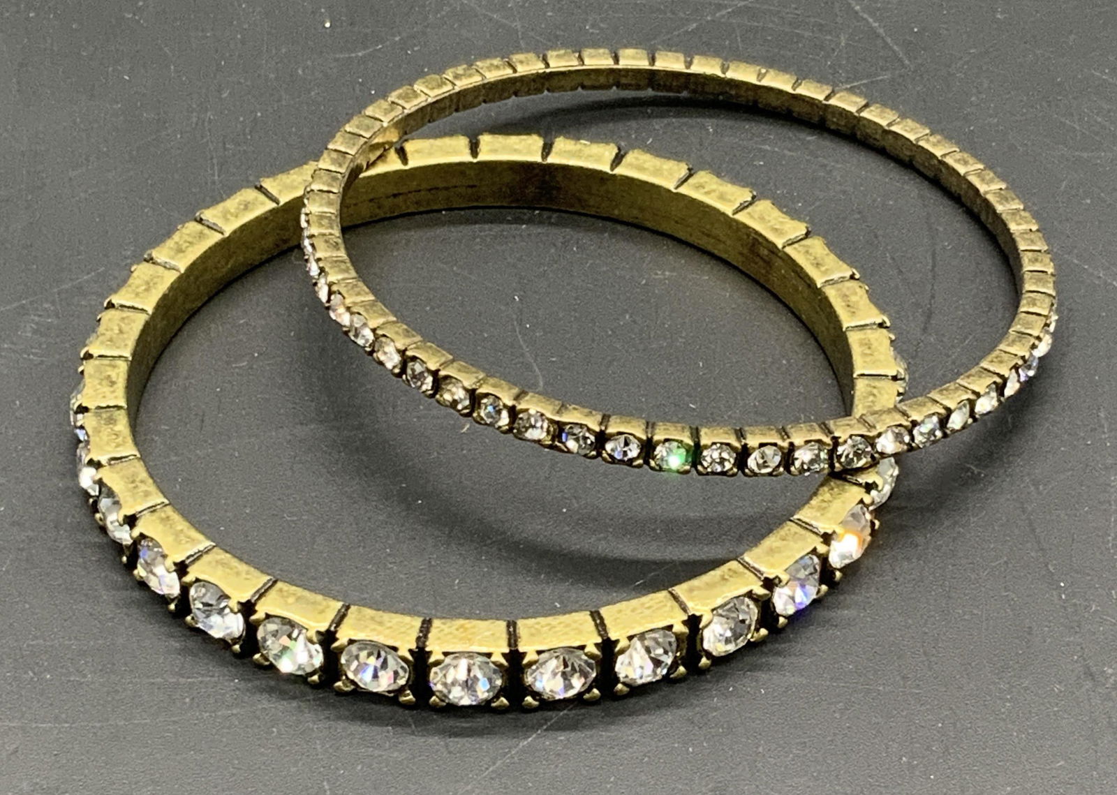 Lot 2 Bejeweled Crystal Bangle Bracelets, Jewelry (1 of 7)