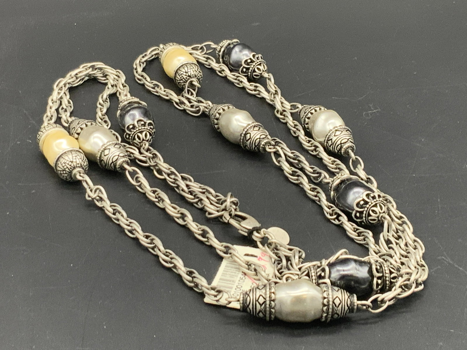 CHICOS NWT Pearlescent Etched Bead Necklace (1 of 7)