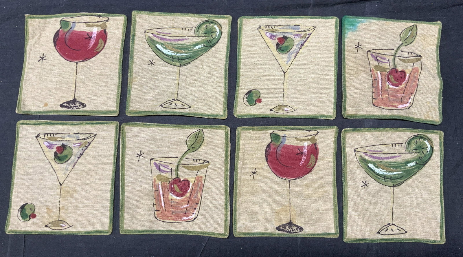 CRATE & BARREL Lot of 8 Cotton Cocktail Coasters (1 of 4)