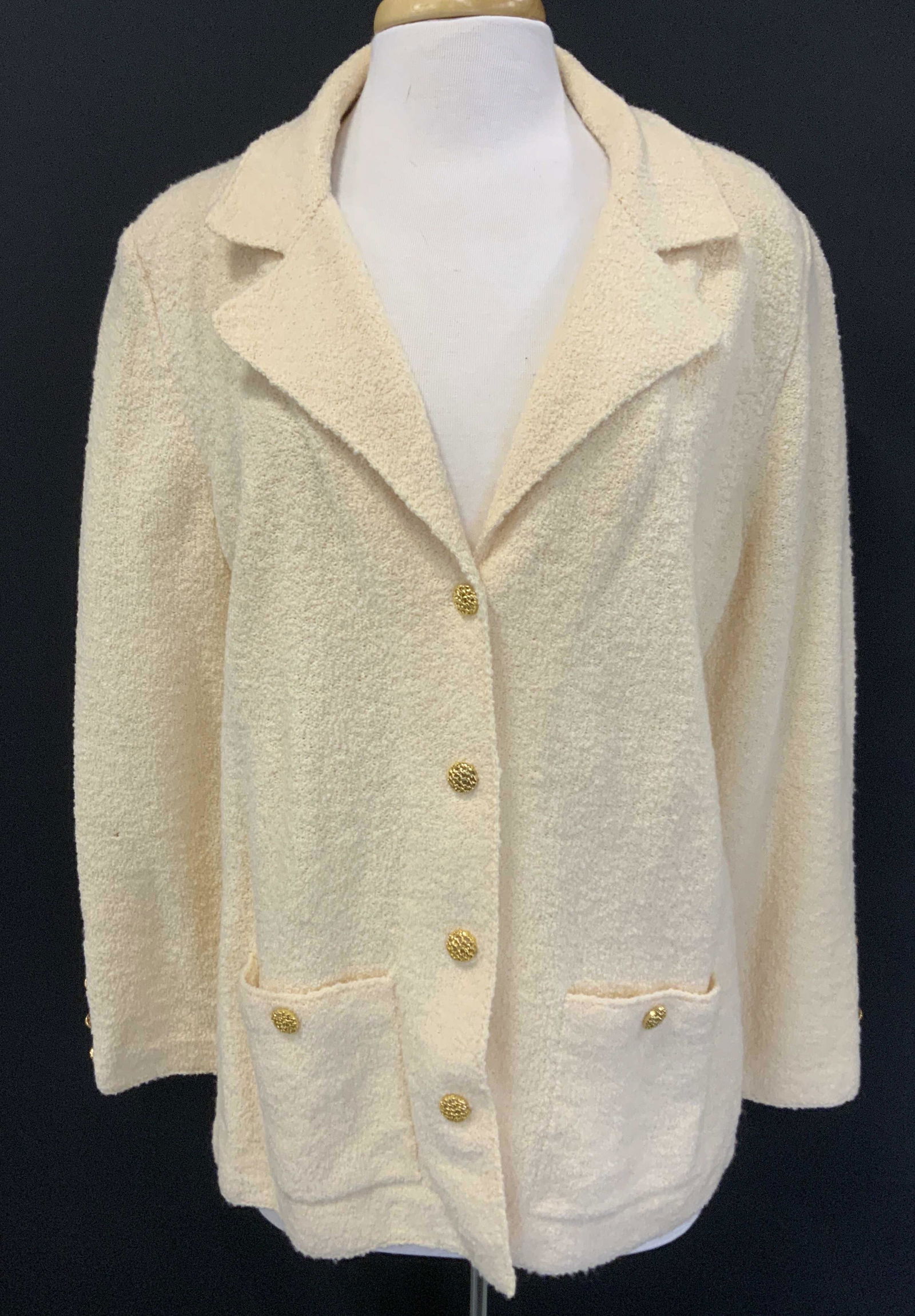 Unlabeled Designer Vintage Cream Knit Jacket (1 of 4)