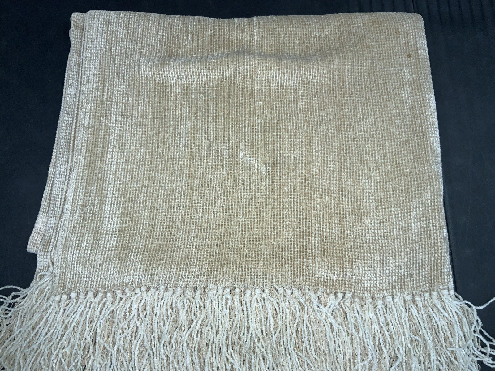 Vintage Off White Chenille Throw Blanket (1 of 6)