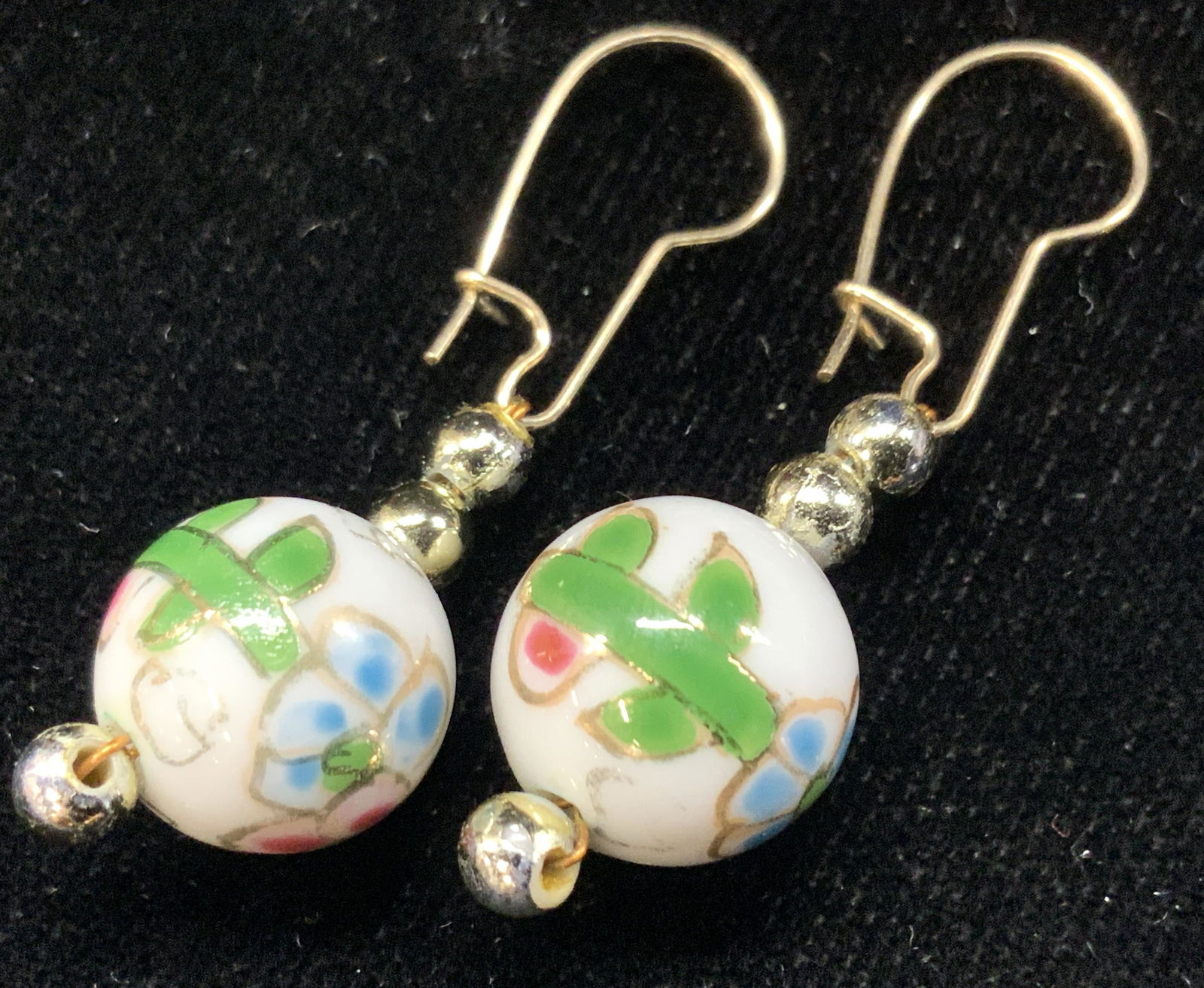 Hand Made Painted Beaded Dangle Earrings (1 of 5)