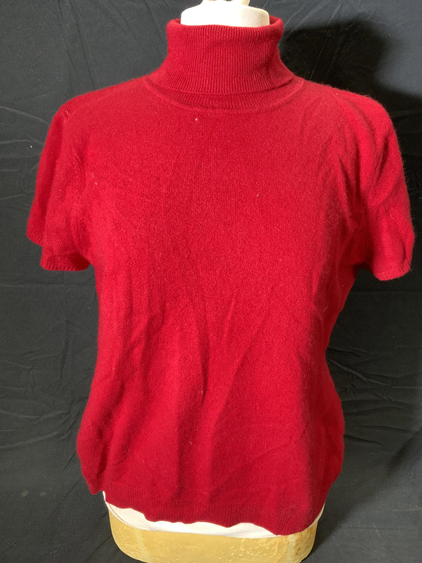 EVELYN Red Short Sleeve Cashmere Turtleneck (1 of 5)