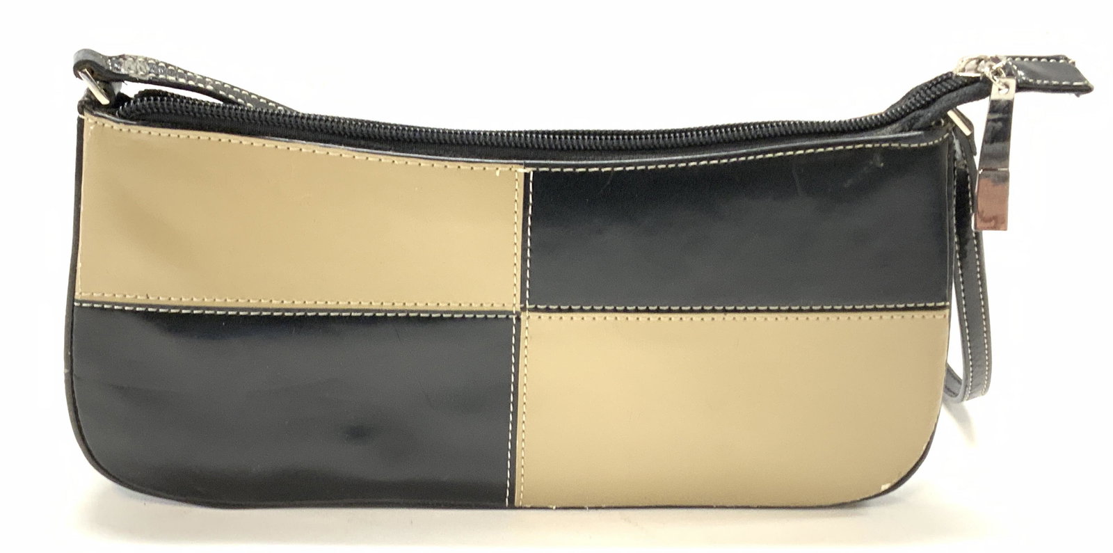 Vintage Color Block Black & Beige Shoulder Bag (1 of 4)