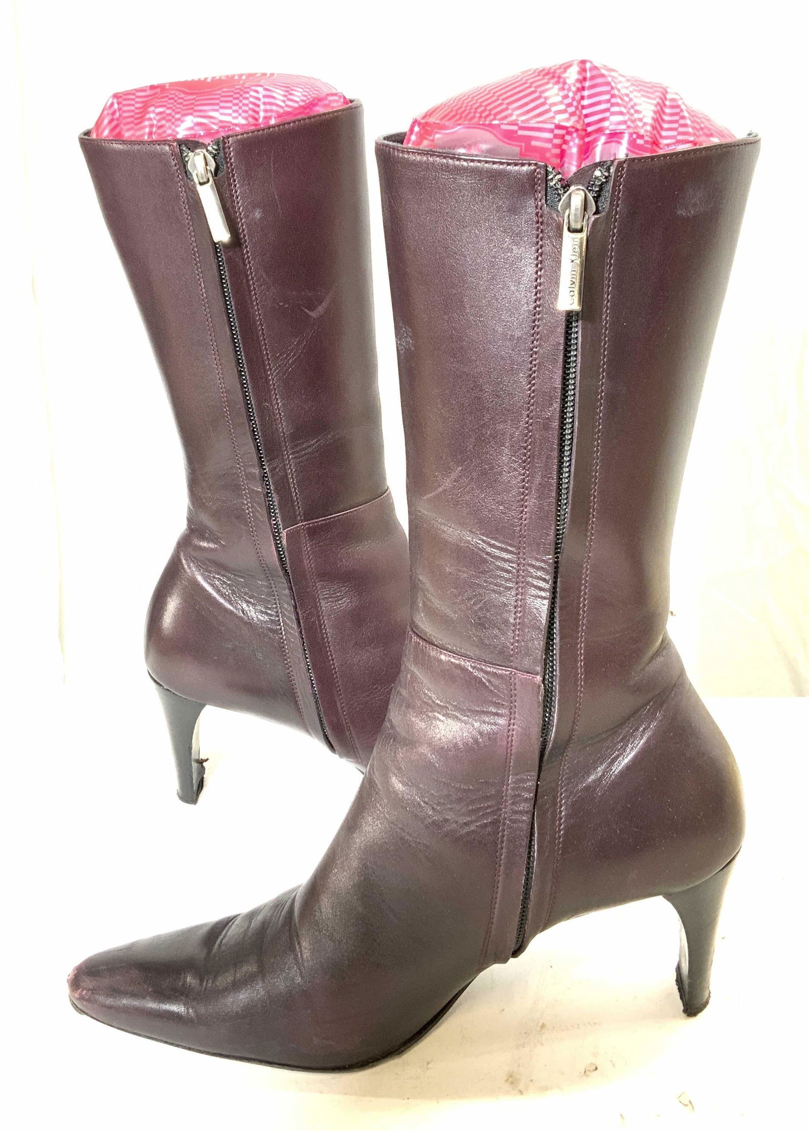 CALVIN KLEIN Purple Heeled Calf Length Boots (1 of 6)