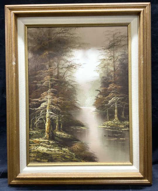 H. GAILEY Foggy Forest Marsh Oil Painting (1 of 5)