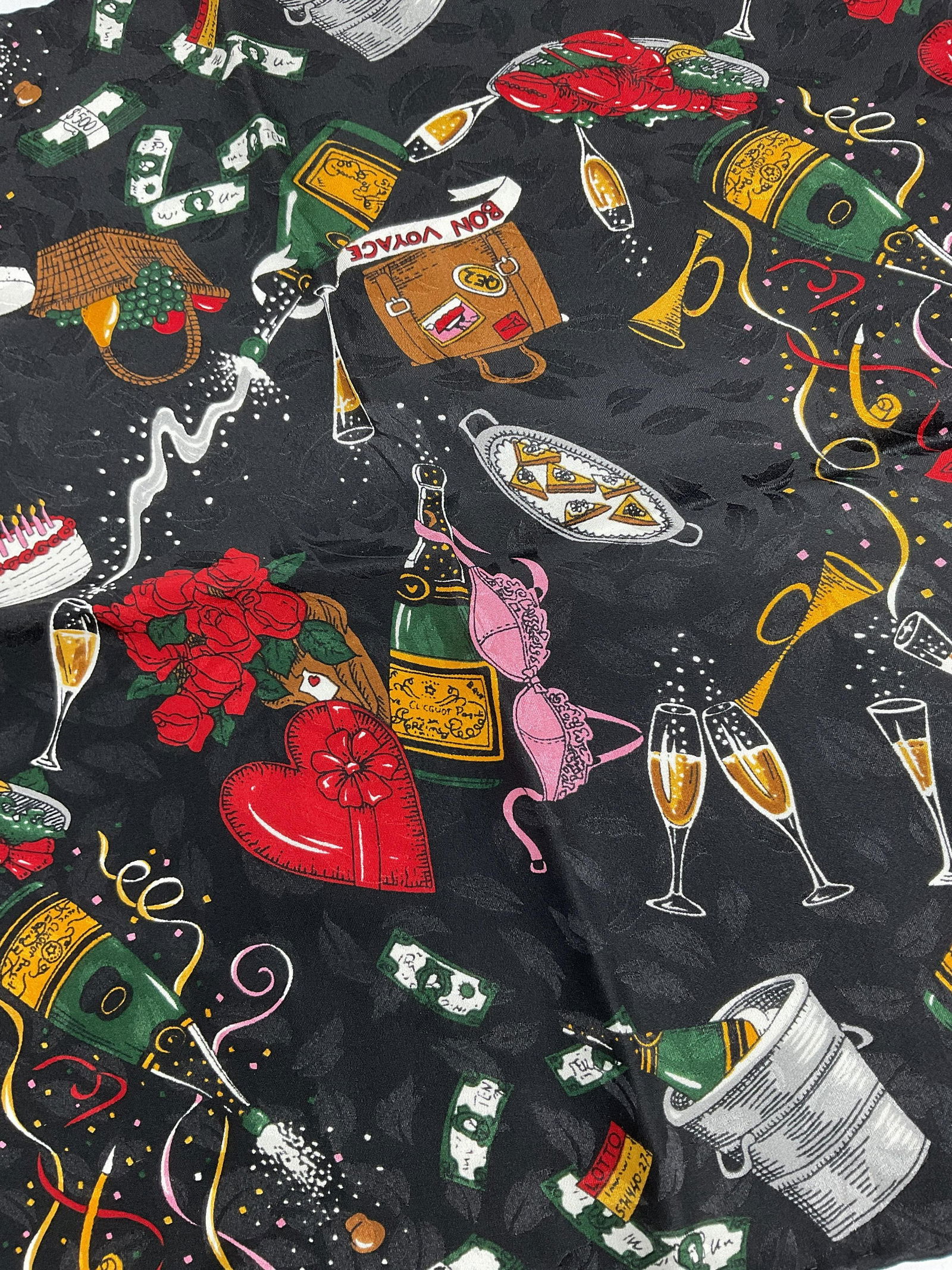 Silk, Hand-rolled Happy Birthday Handkerchief (1 of 3)