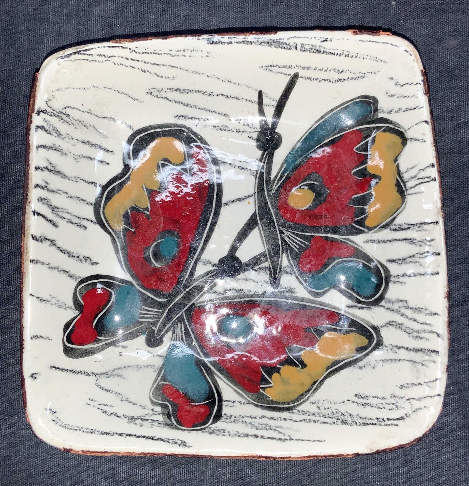 Artisan Crafted Leather Lined Ceramic Trinket Dish (1 of 6)