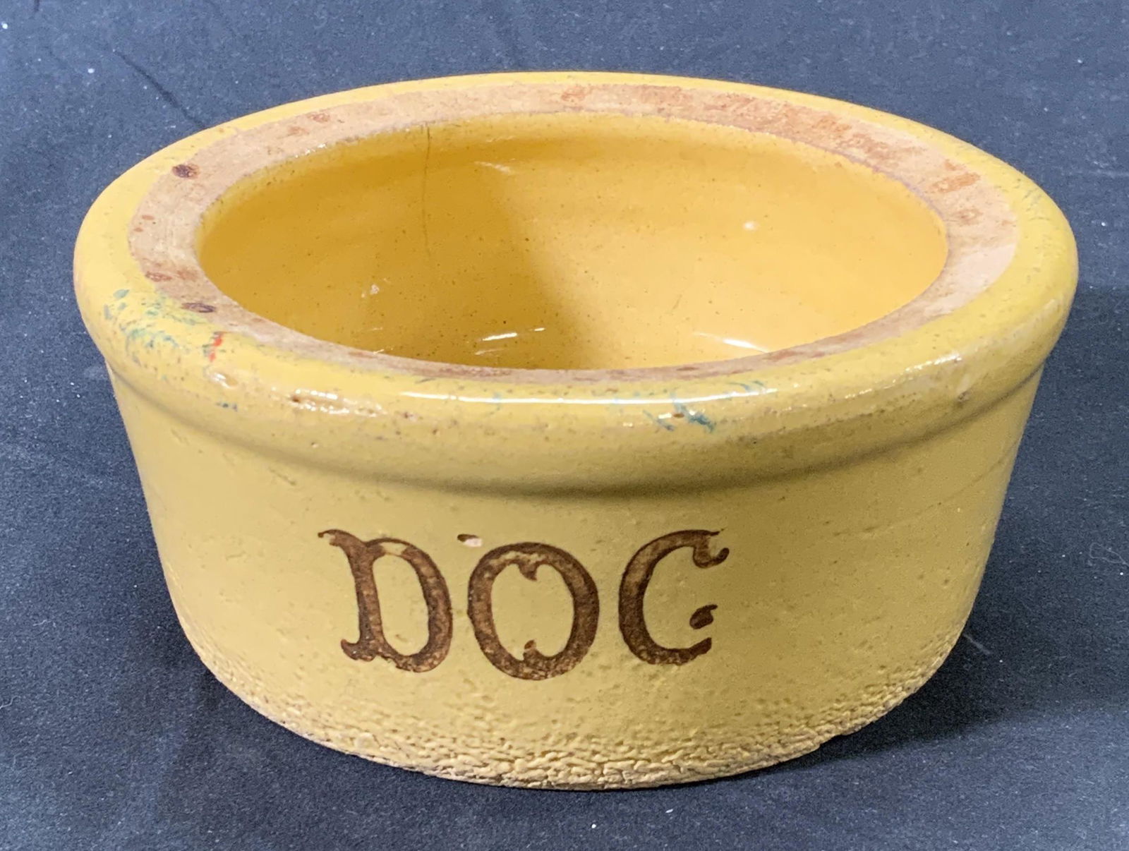 Vintage Yellow Ceramic Dog Bowl (1 of 4)
