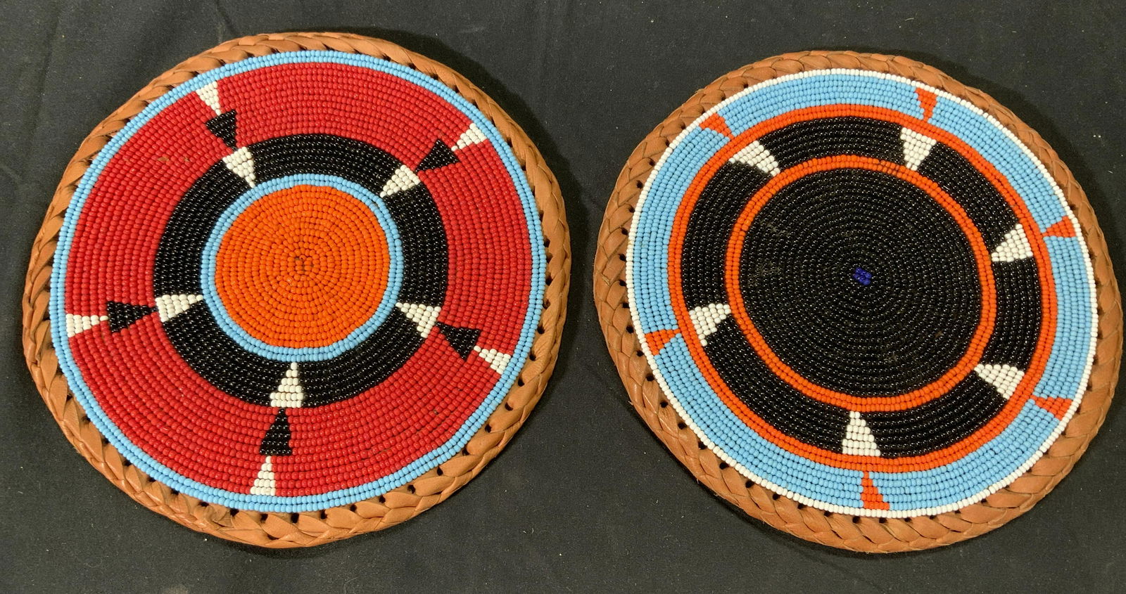 Vintage Folk Art  Beaded Leather Table Accessories (1 of 4)