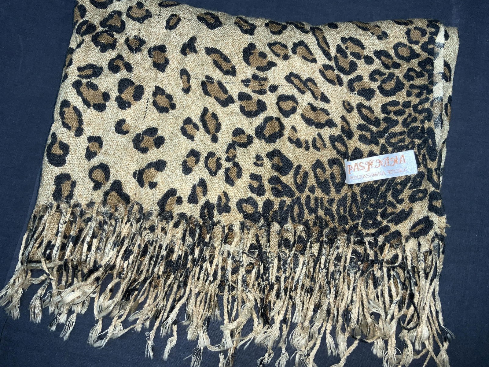PASHMINA Signed Pashmina & Silk Animal Print Scarf (1 of 8)