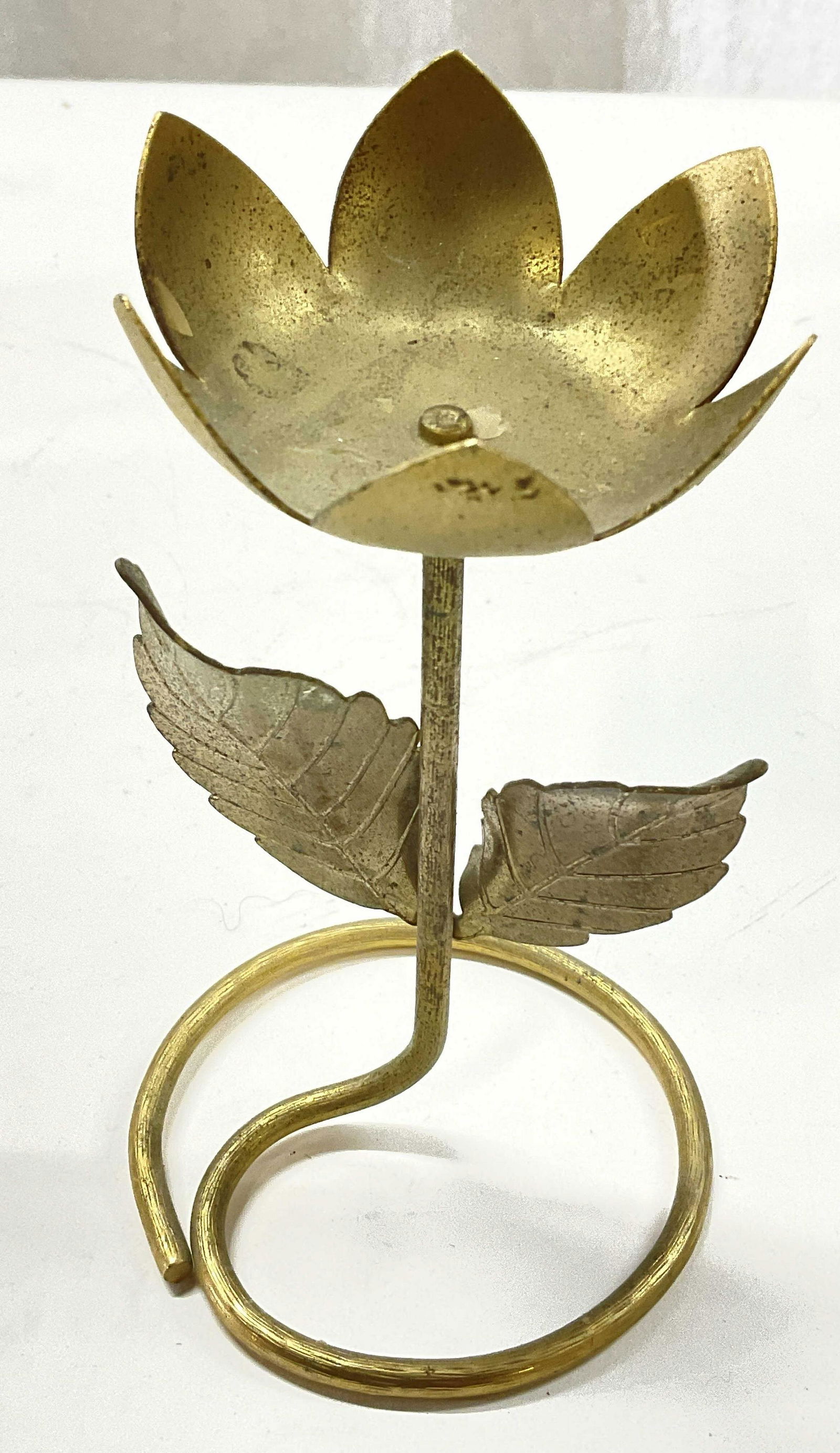Signed Avon Brass Flower Candle Holder (1 of 5)