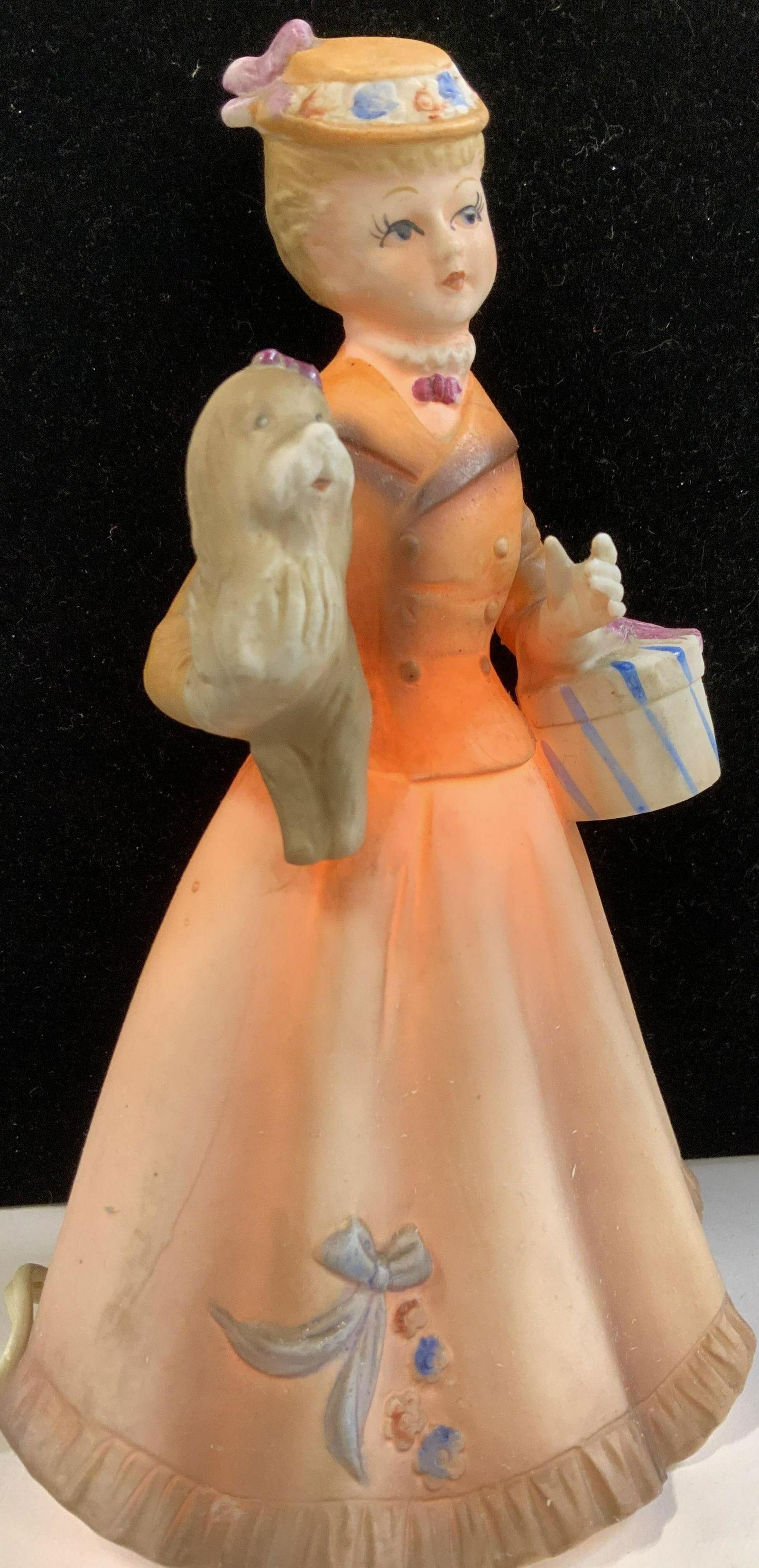 Porcelain Female Figural w Dog  Lamp (1 of 7)