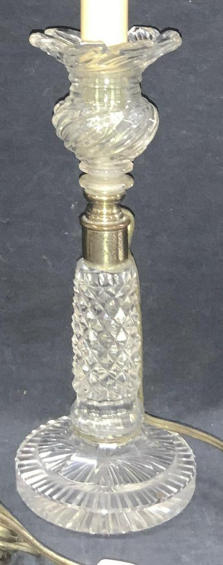 Vintage Clear Cut Glass Double Socket Table Lamp (1 of 10)