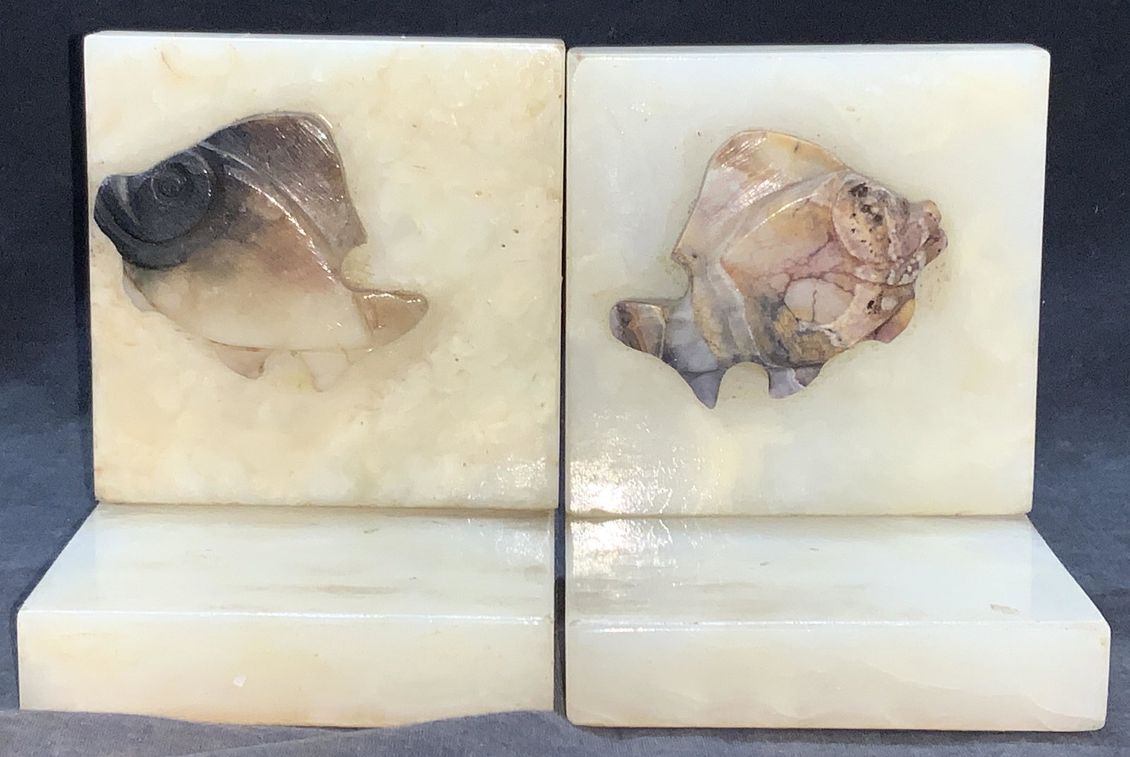 Vintage Carved Stone Fish Bookends (1 of 6)