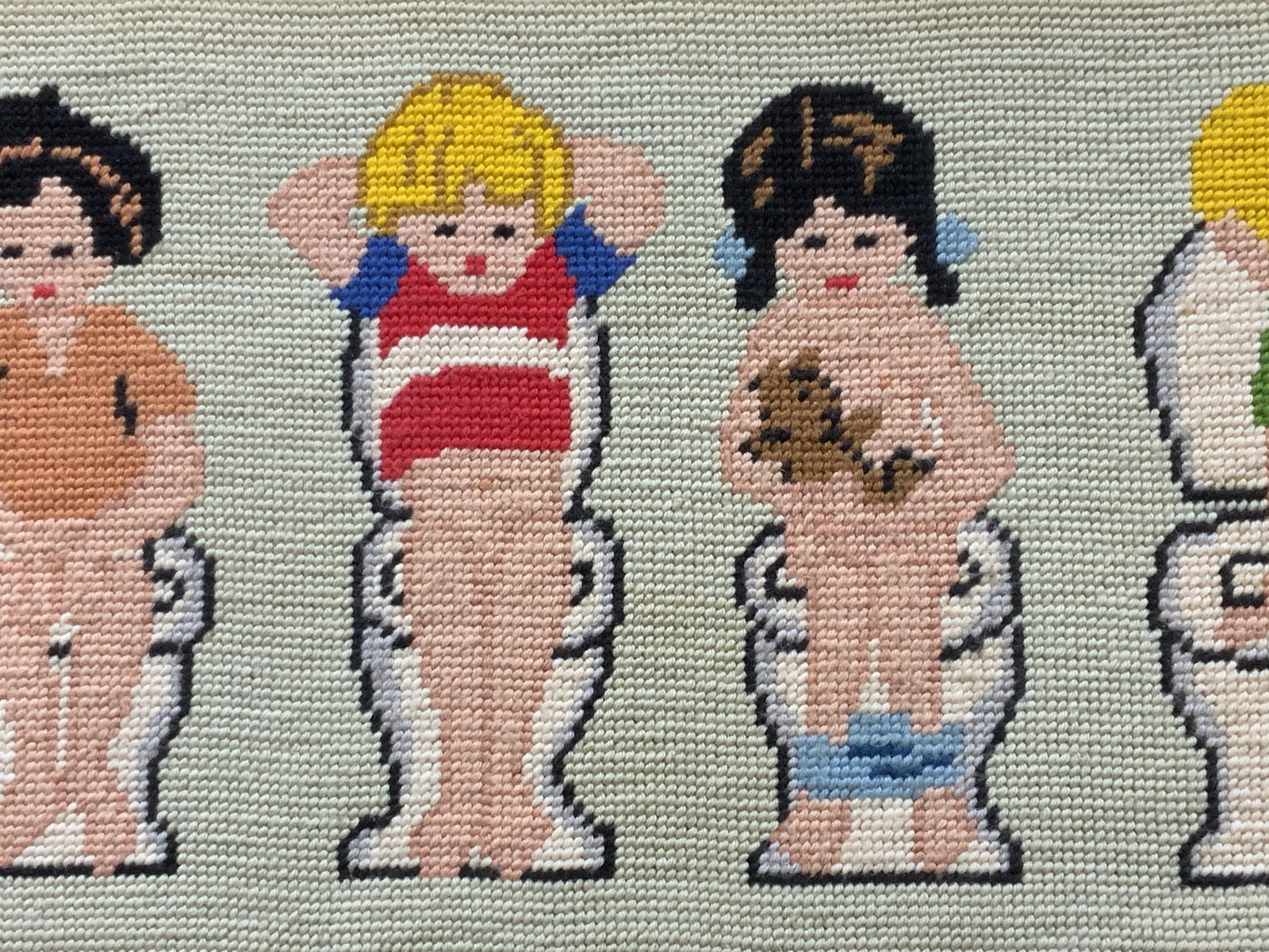 Framed Bathroom Illustration Needlepoint Wall Art (1 of 3)