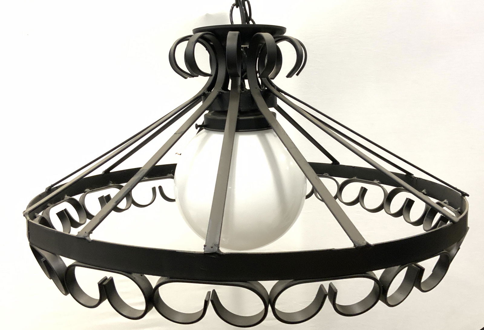 Vintage Metal Umbrella Style Chandelier W Globe (1 of 8)