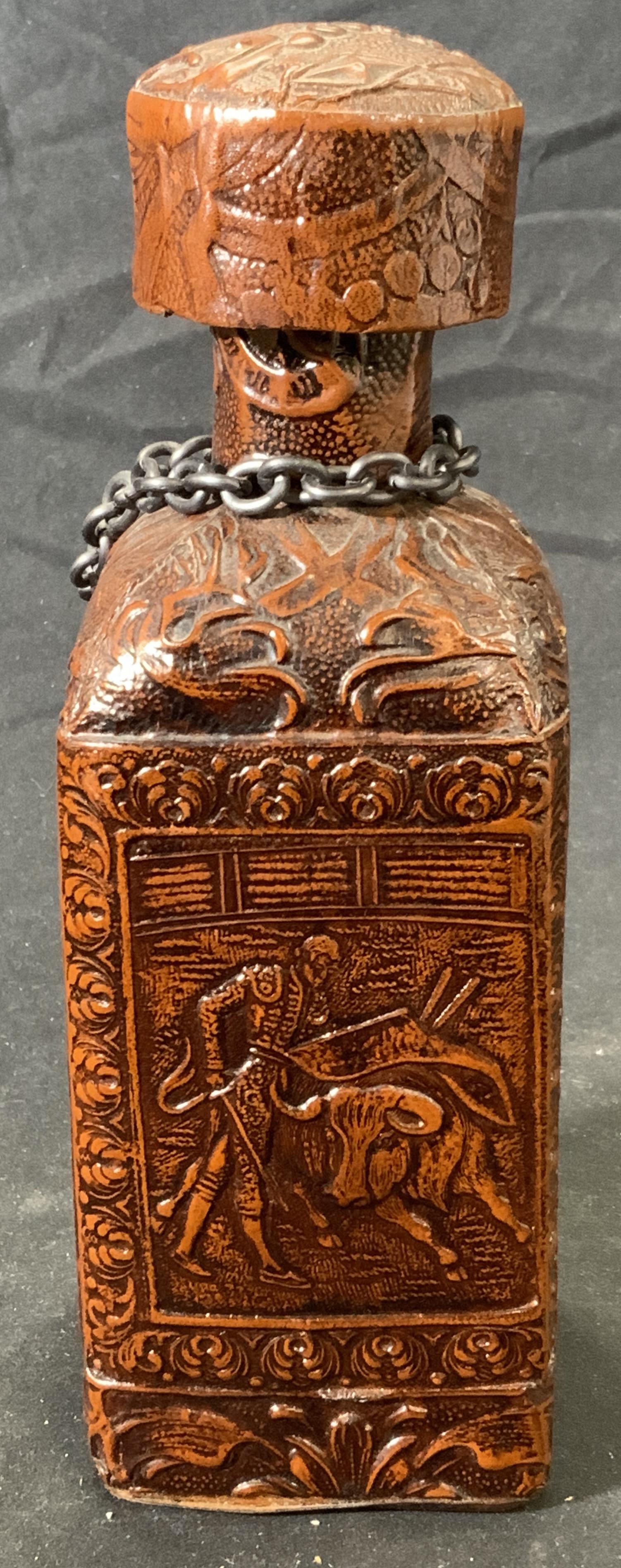 Vintage Glass & Embossed Leather Decanter (1 of 6)