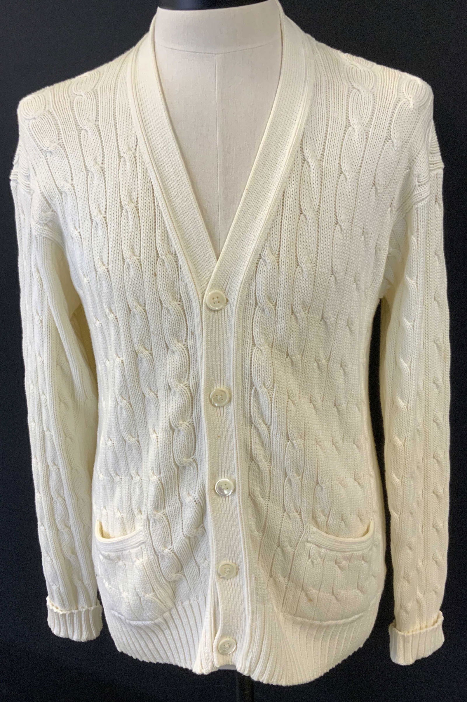 RALPH LAUREN POLO White Cable Knit Cardigan (1 of 6)
