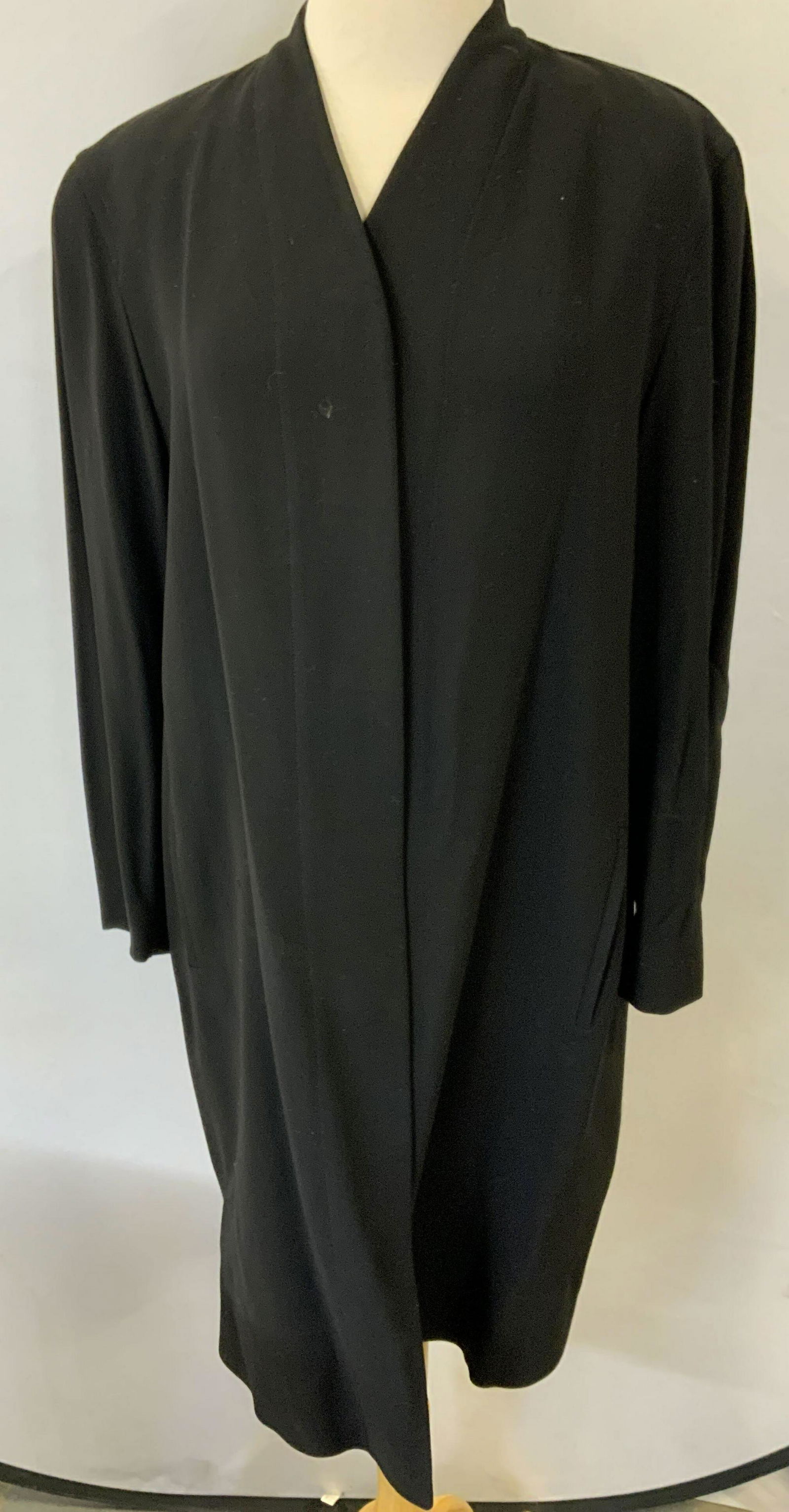 DONNA KARAN Black Wool Coat Plus Size (1 of 4)