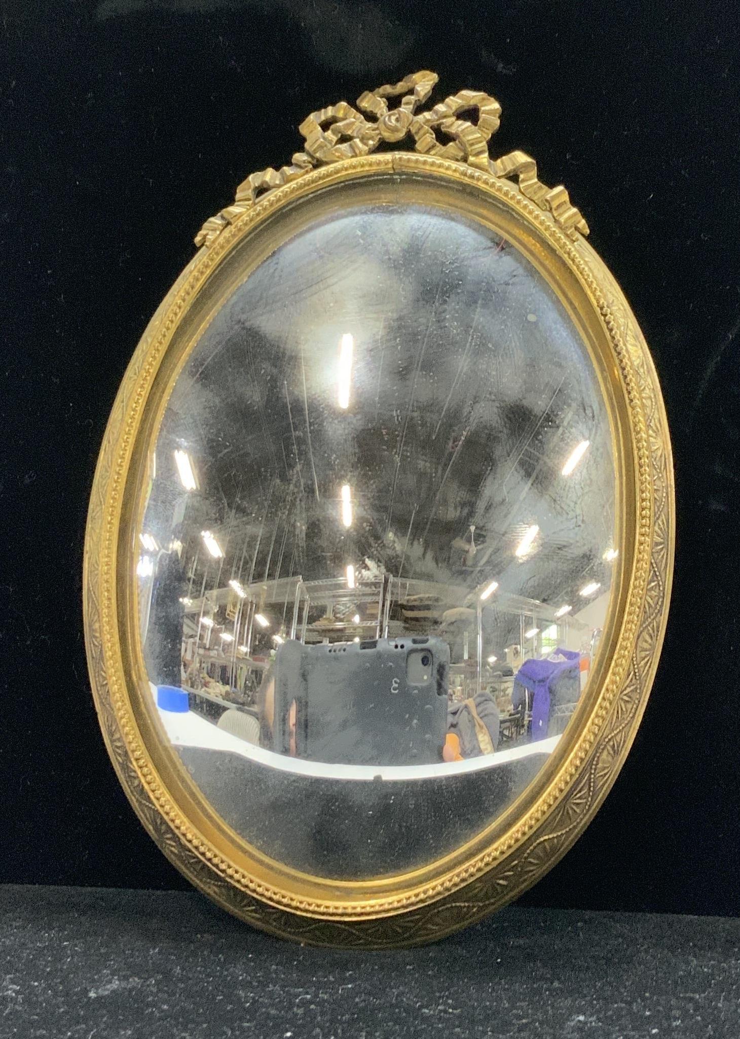 Miniature Victorian Domed Mirror, Brass Frame (1 of 5)