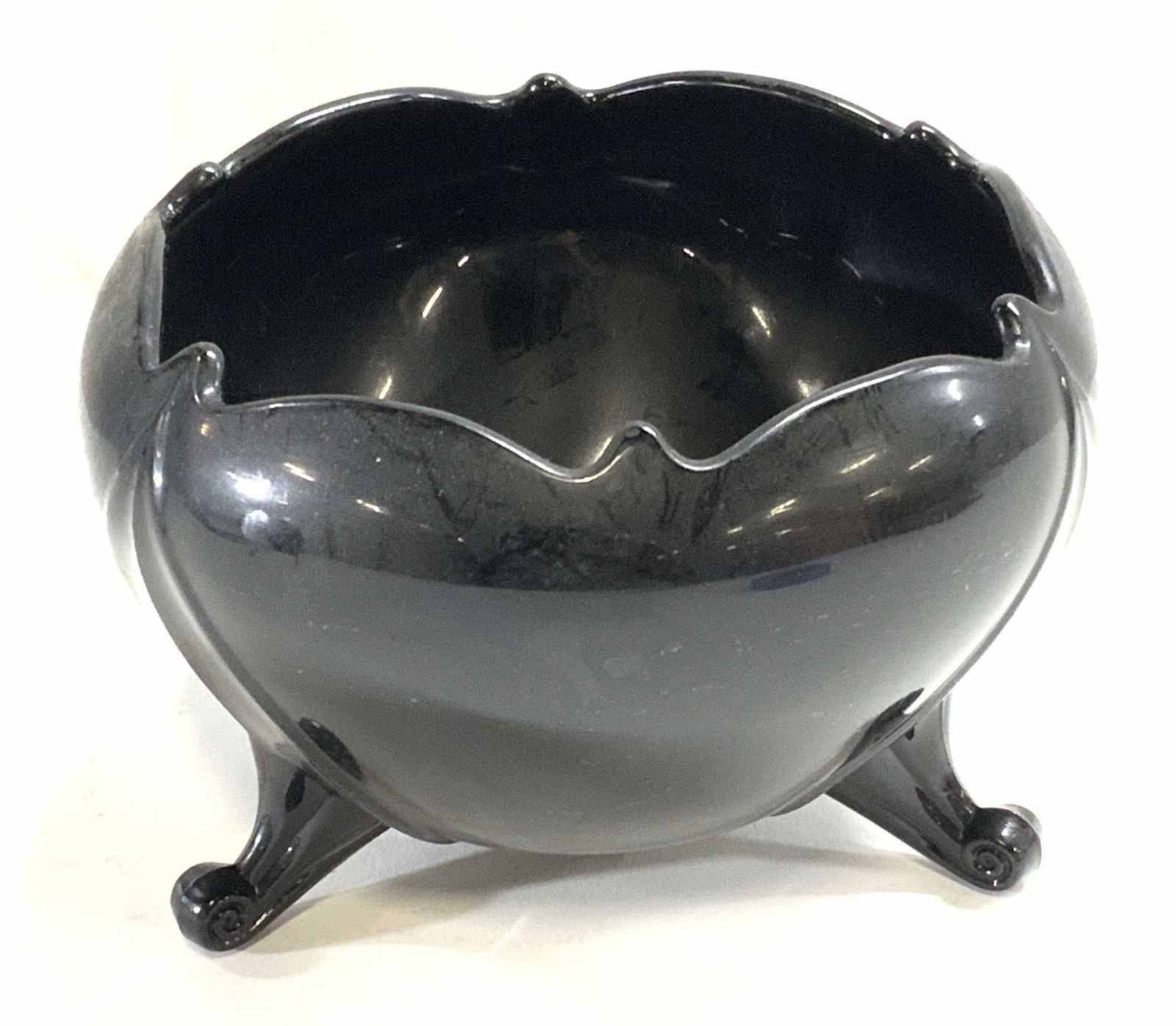 Vintage Black Glass Footed Bowl (1 of 4)